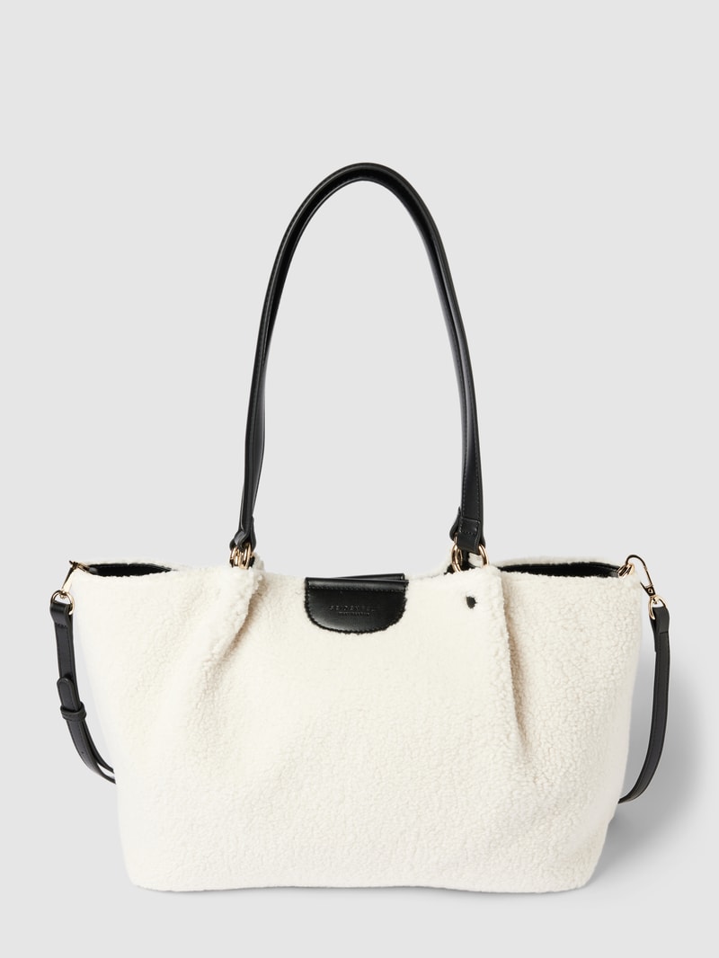 Shopper mit Teddyfell Modell 'JUTIS' in ecru