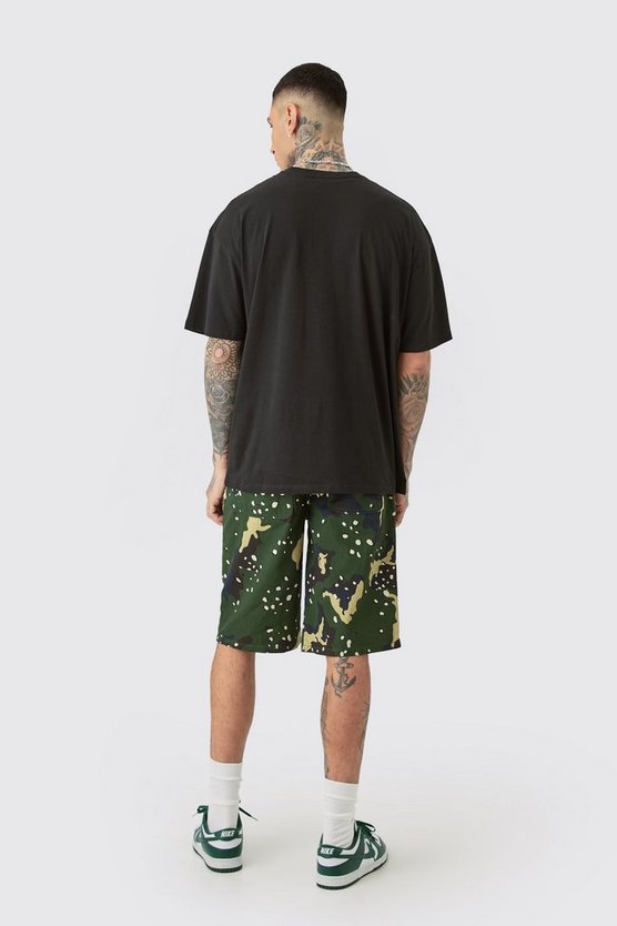 Tall Oversized Multi Floral Print T-shirt In Black