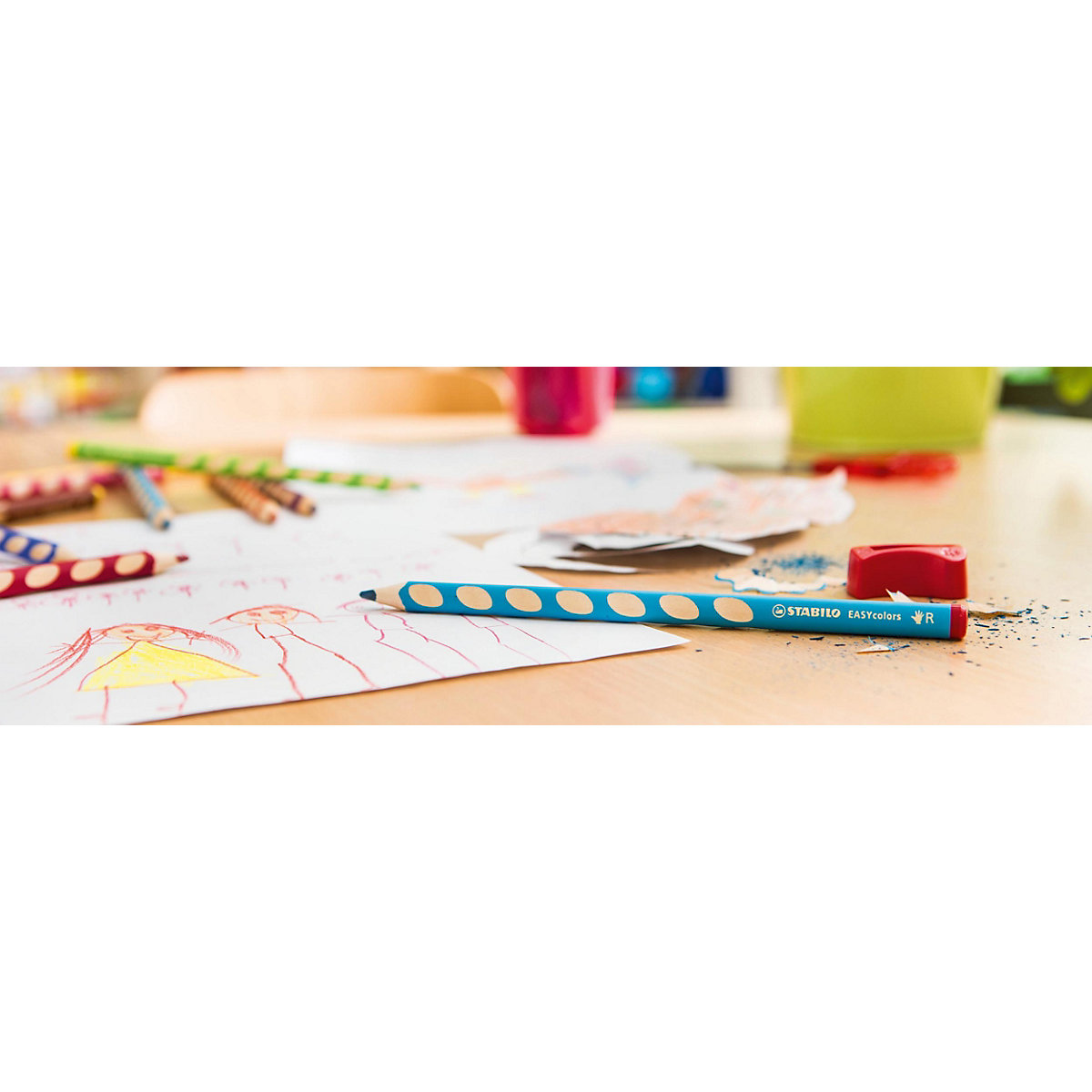 Buntstifte EASYcolors Linkshänder, 12 Farben, inkl. Spitzer