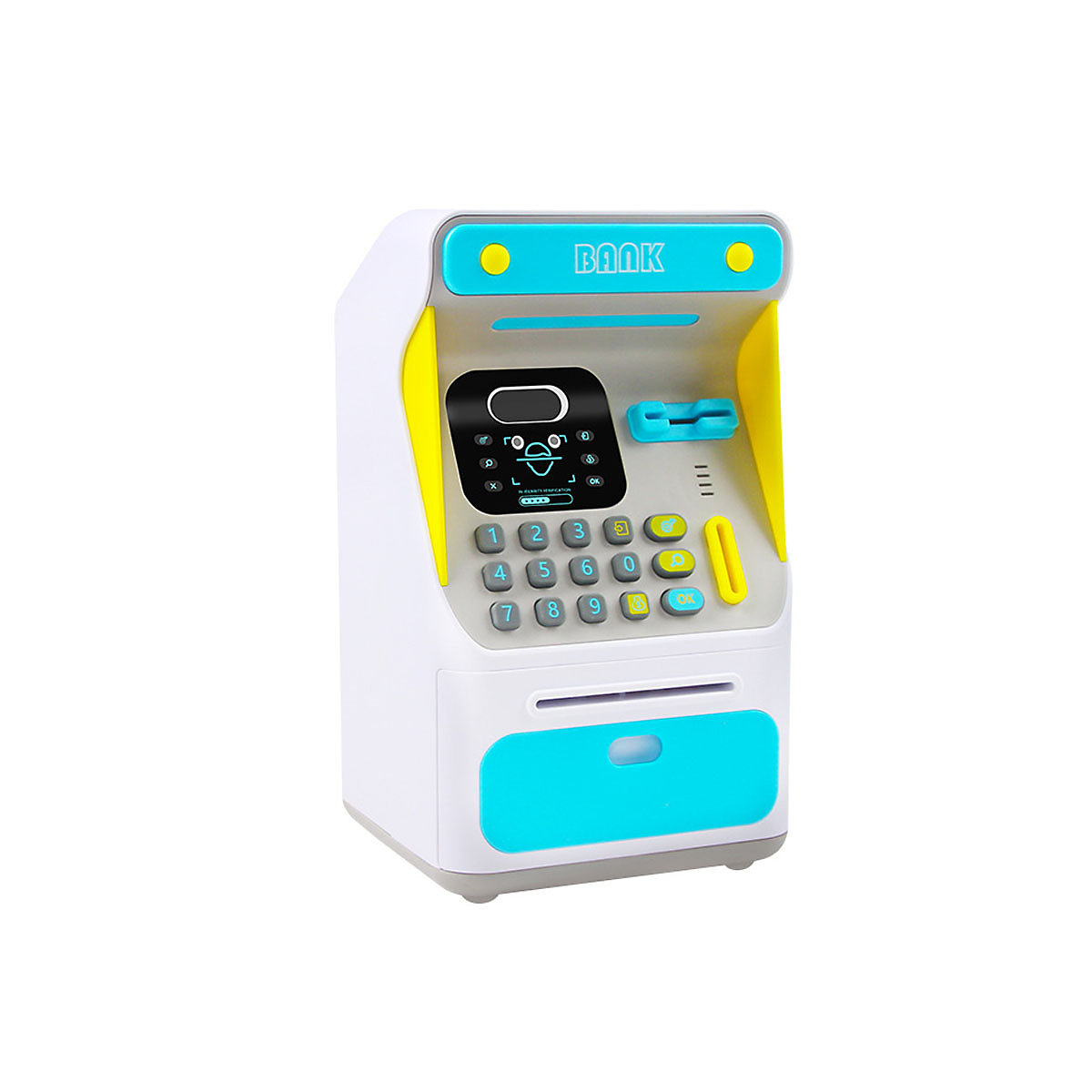 Simulierte Gesichtserkennung ATM Bank Passwortautomatik Geldrollen-Safe Spardose Spielzeug für Geldautomaten