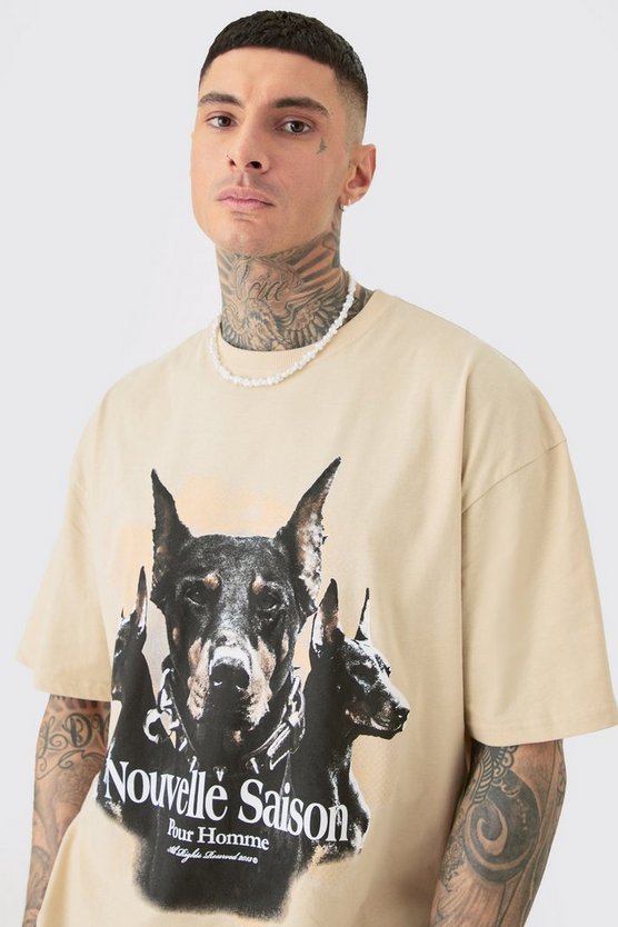 Tall Oversize T-Shirt mit Dobermann Print