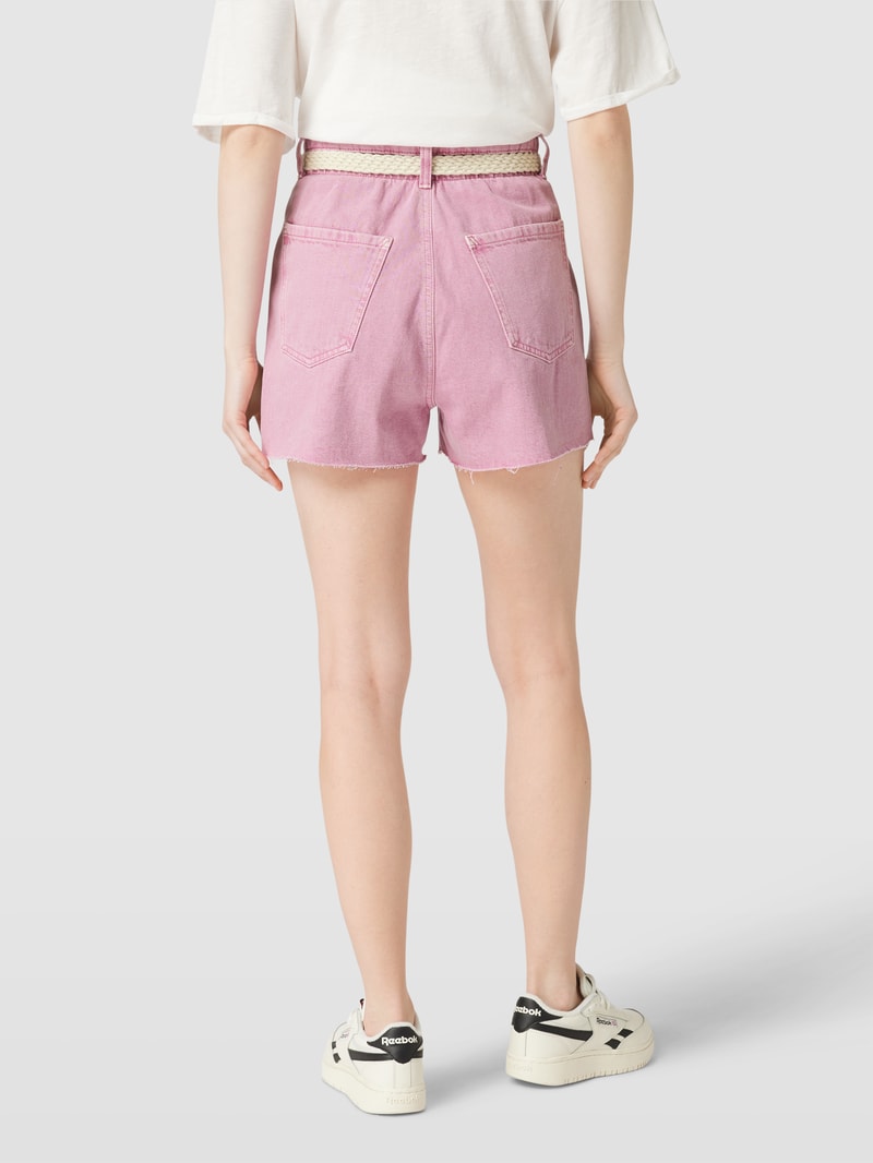 Jeansshorts aus Baumwolle mit Gürtel in rosa