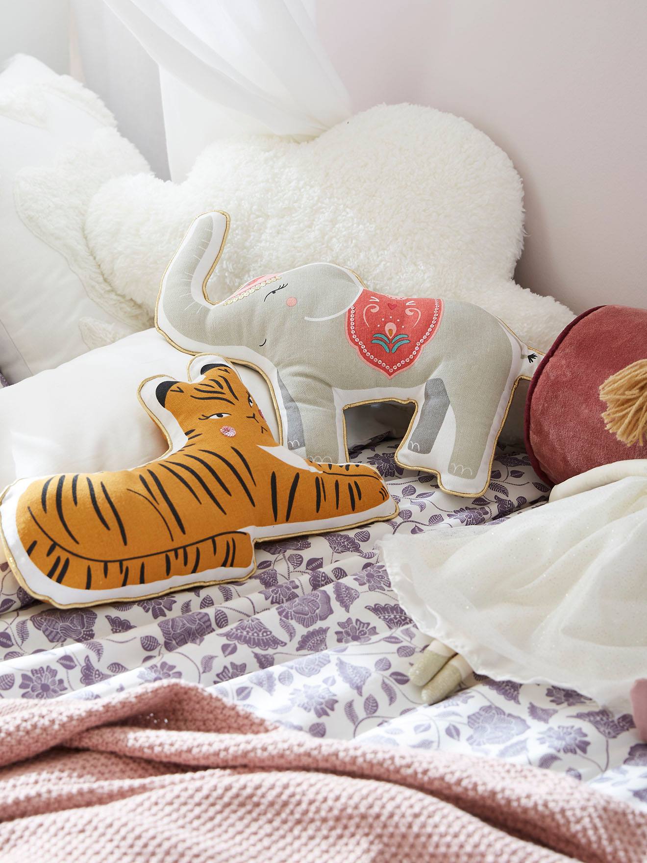 Lot de 2 coussins animaux EDEN INDIA multicolore