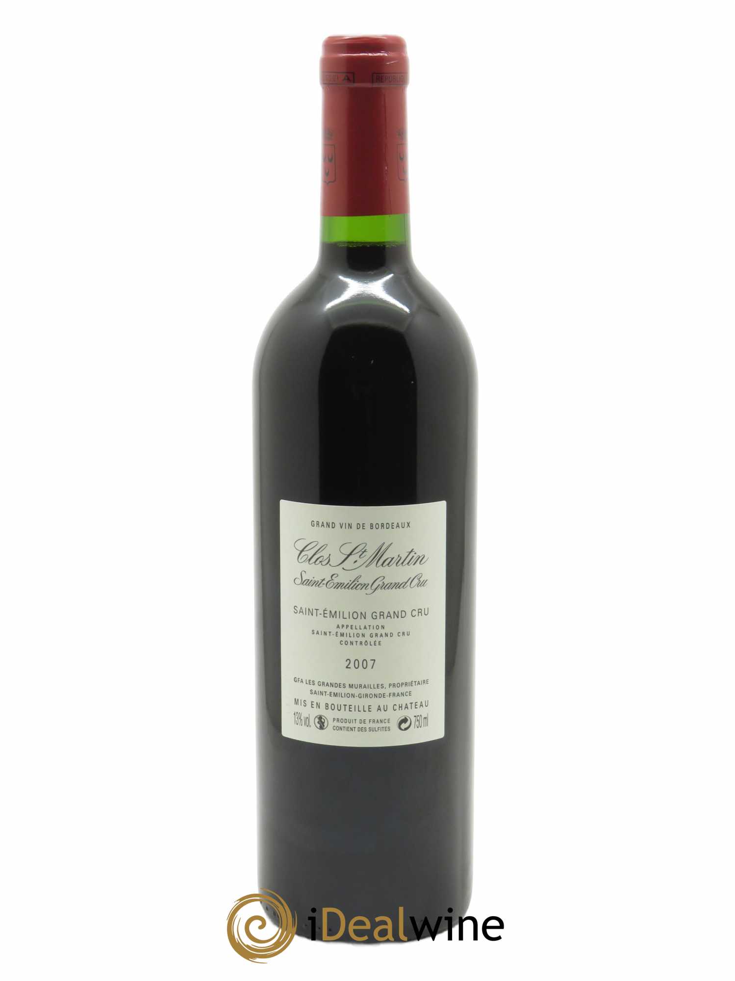 Clos Saint Martin Grand Cru Classé (CBO à partir de 6 bts) 2007 - Lot de 1 Bouteille