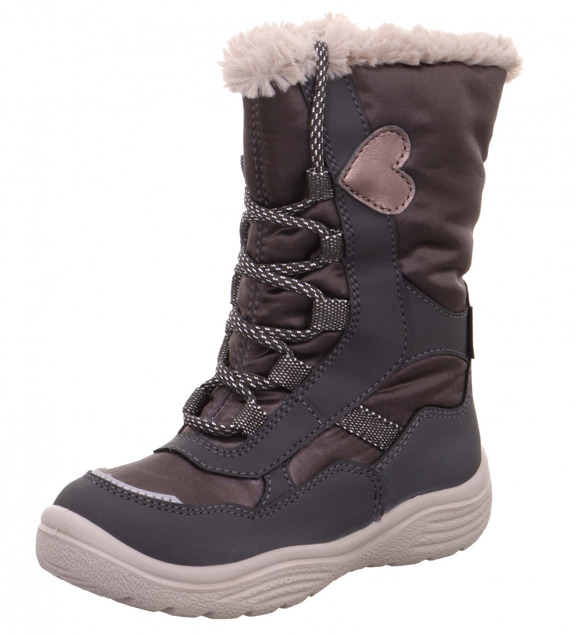 CRYSTAL - Grau Stiefel mit Reißverschluss