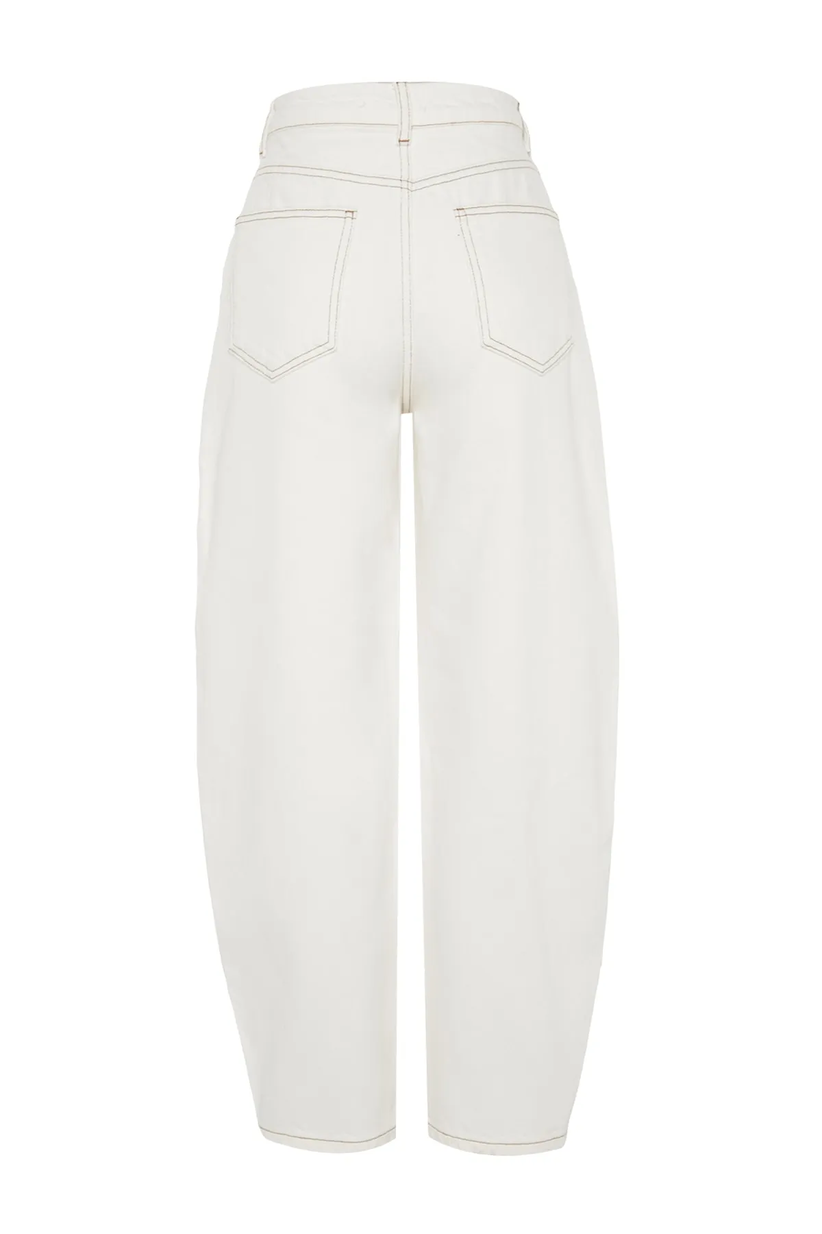 Trendyol Collection  Weiße Barrel-Jeans mit hoher Taille TWOSS23JE00295