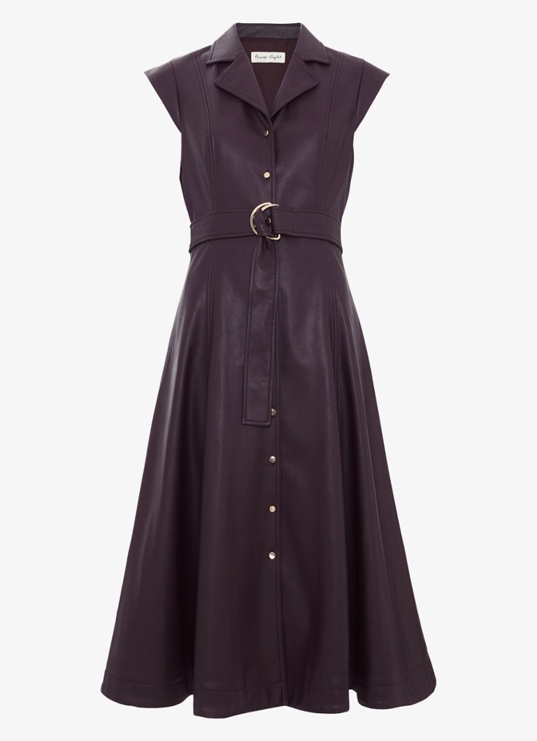 Rochie cămașă midi din piele ecologică Ellie de la Phase Eight, cu curea.