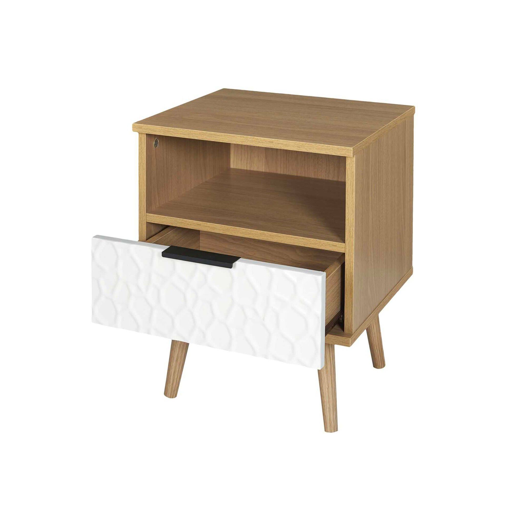 Table de chevet bois et blanc