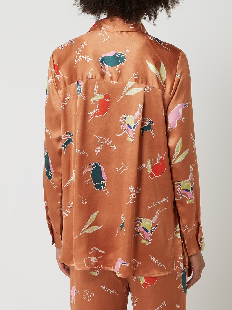 Pyjama-Oberteil mit Allover-Muster Modell 'Amara' in camel