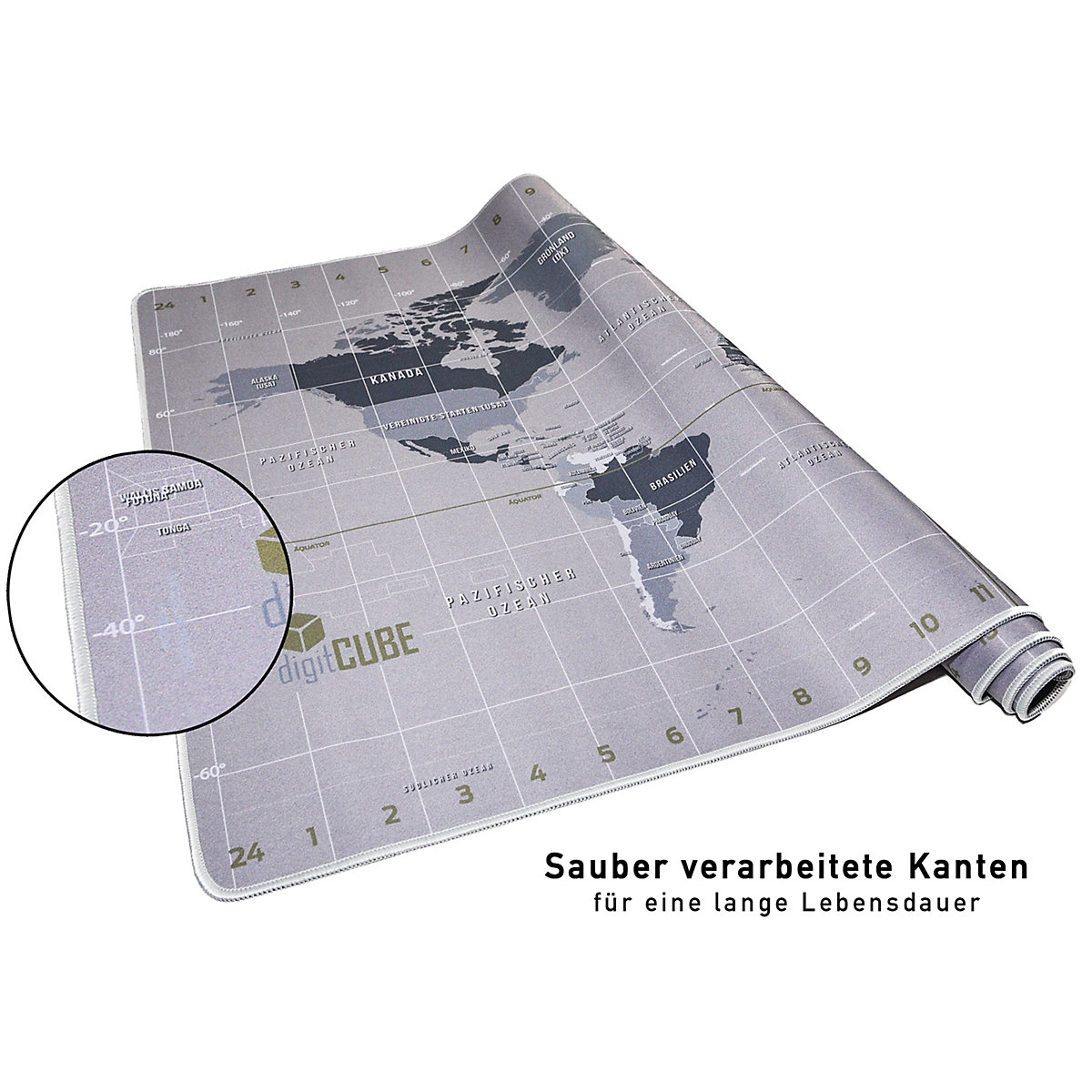 Schreibtischunterlage 90x60cm - Tischunterlage im Weltkarte Design mit deutschen Layout