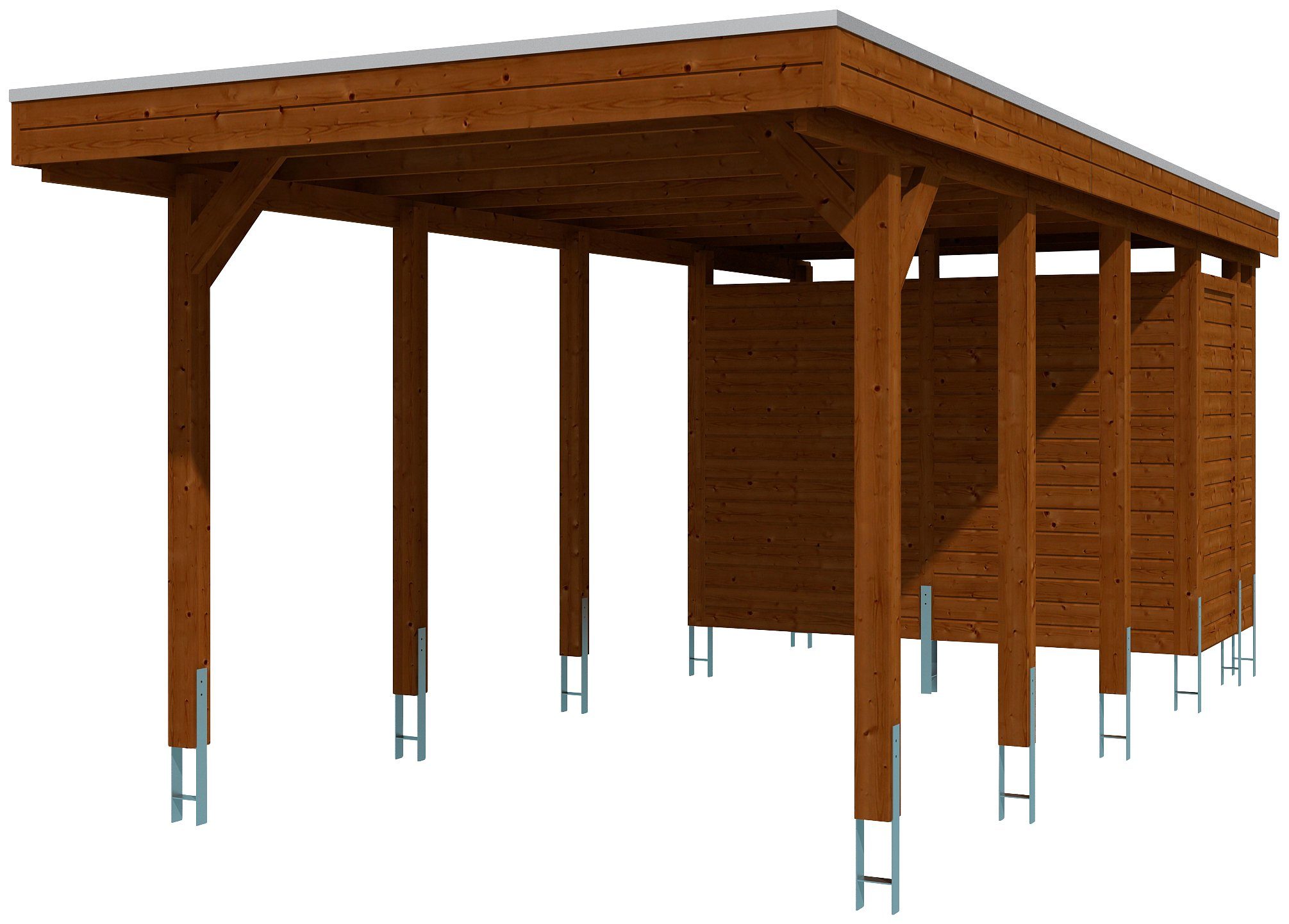 Skanholz Einzelcarport Friesland 2, BxT: 314x708 cm, 207 cm Einfahrtshöhe, (Set), mit Abstellraum