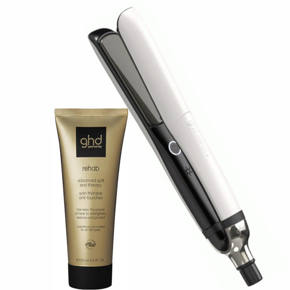 ghd platinum+ Glätteisen weiß & rehab Haarstyling-Treatment Set