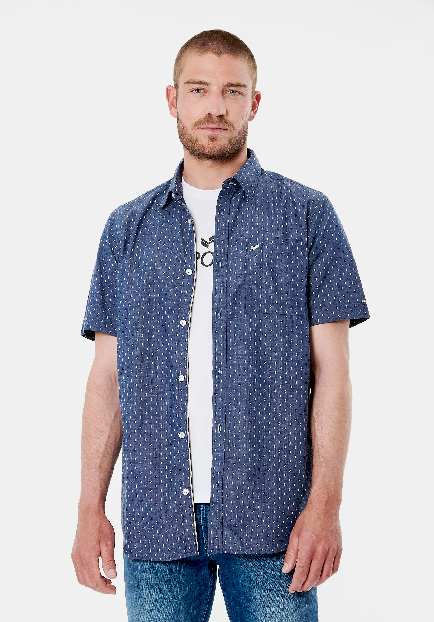 CHARY  Chemise bleue homme 100% coton