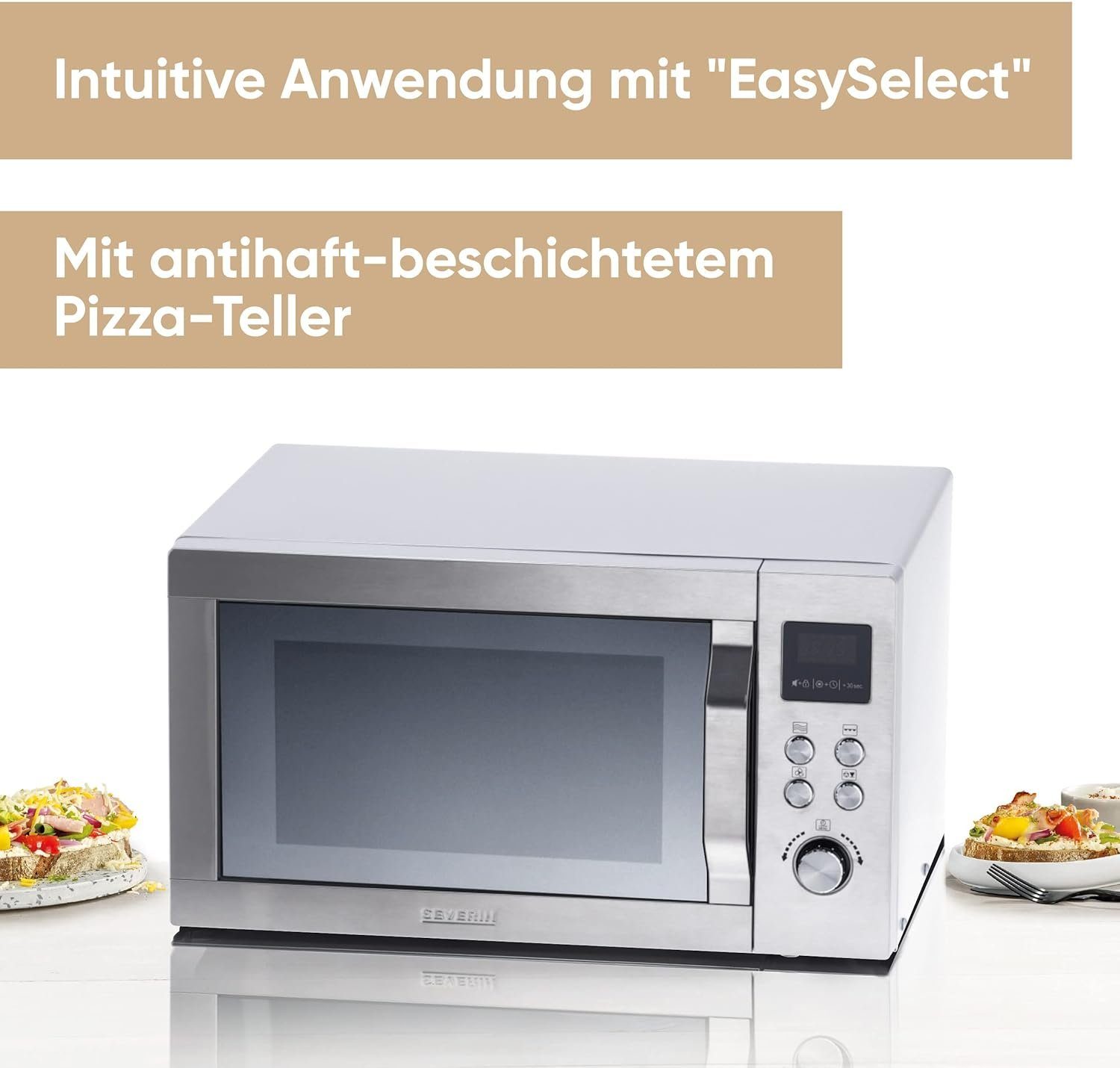Severin Mikrowelle Mikrowelle mit Grill Heißluftfunktion Pizzafunktion 25 L Display 3in1, Mikrowelle, Grill, Heißluft, 25,00 l