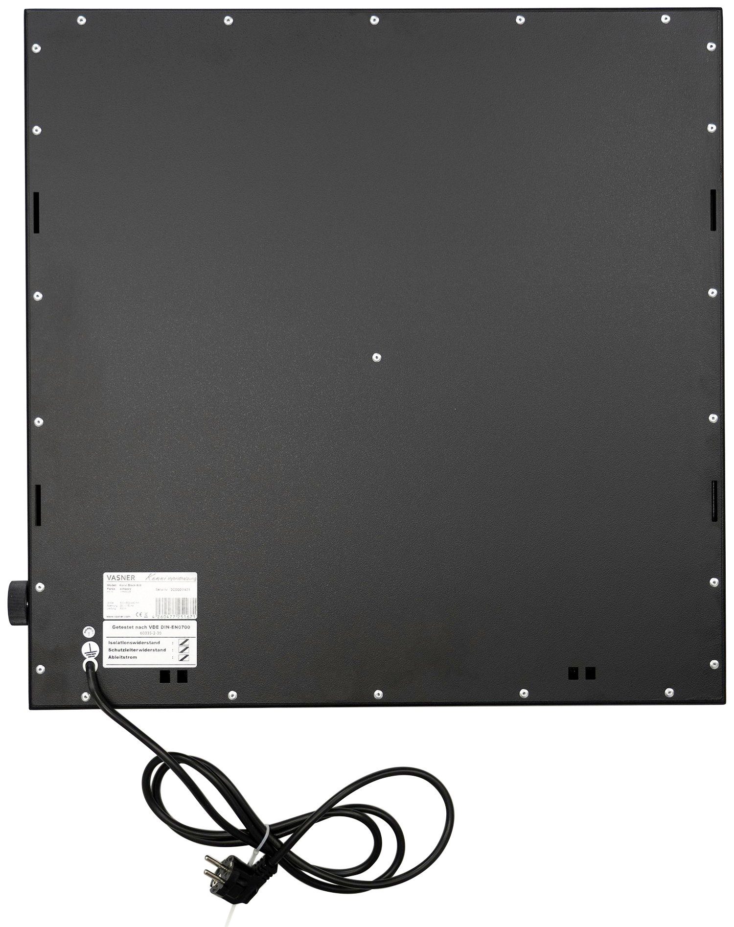 Vasner Infrarotheizung Konvi schwarz, Hybridheizung mit Konvektion & Thermostat, 600 Watt