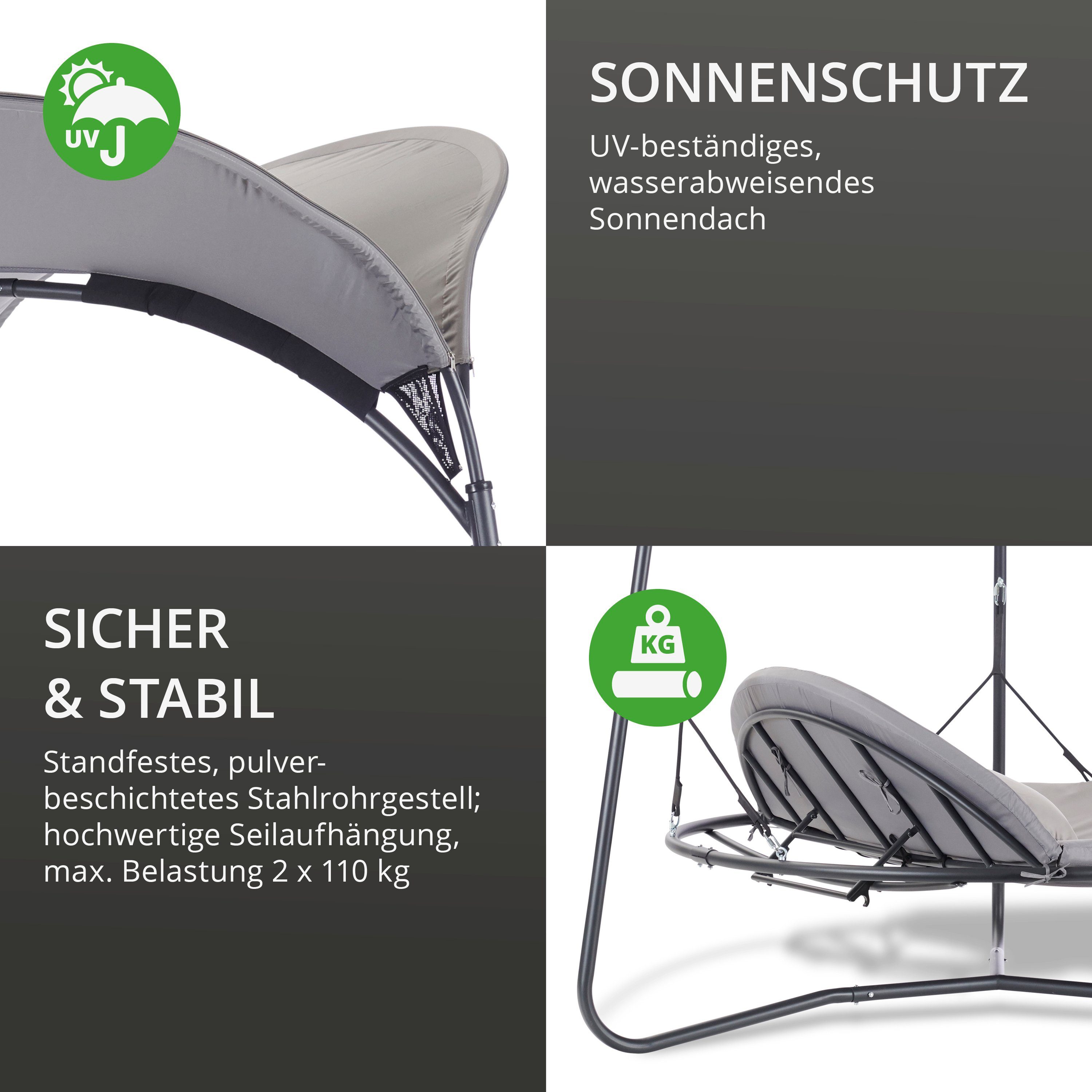 Leco Gartenliege Luxusschaukelbett Mareike, mit Polsterauflage und Kissen