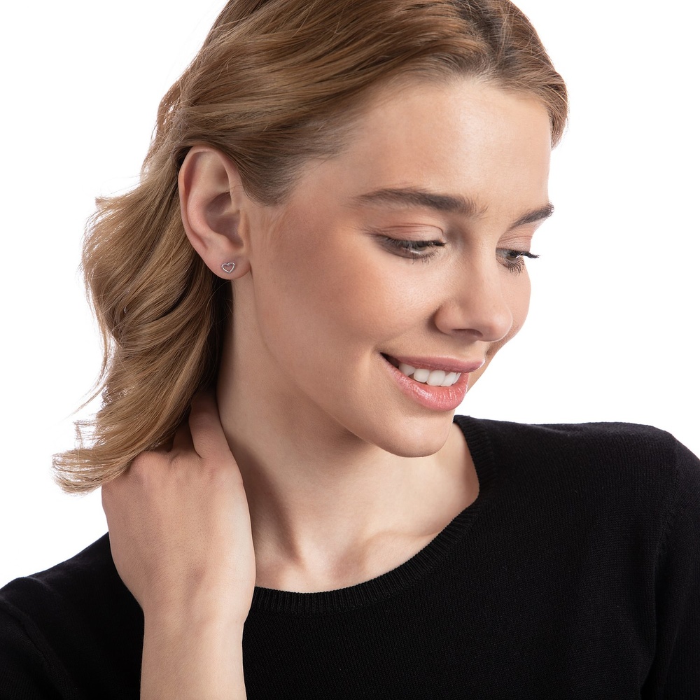 Valeria Boucles d'oreilles à fermoir à poussette 375 Or blanc Boucles d'oreilles