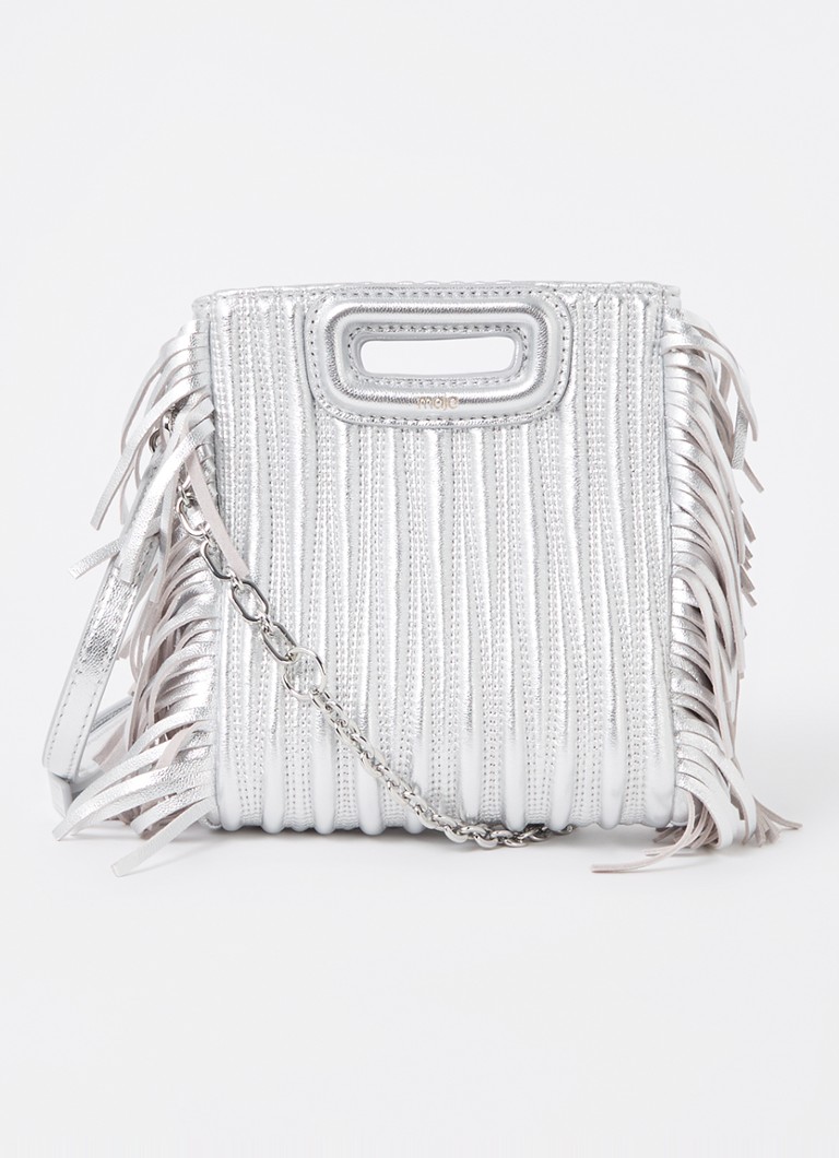 Maje sheepskin handbag with metallic finish and detachable shoulder strap