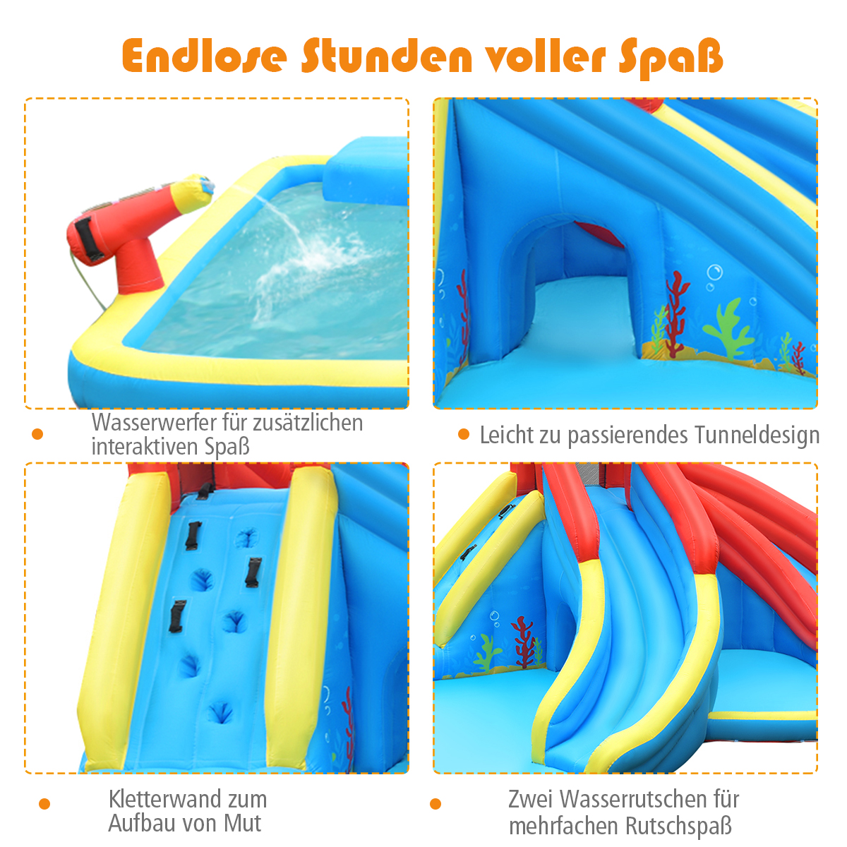 Costway Aufblasbare Wasserrutsche Krebs