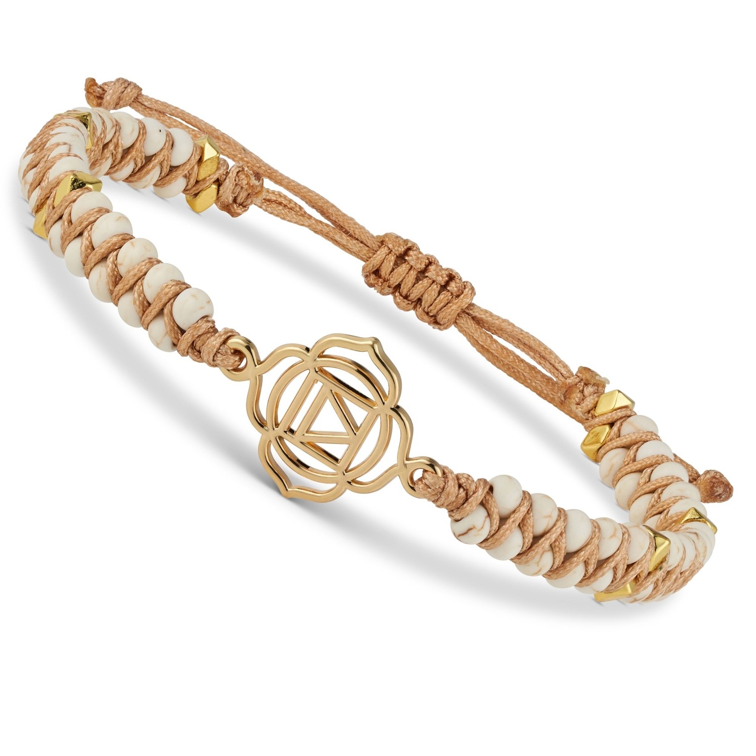 Yoga Armband - Türkis Edelstein Perlen Blau mit Lotus Anhänger