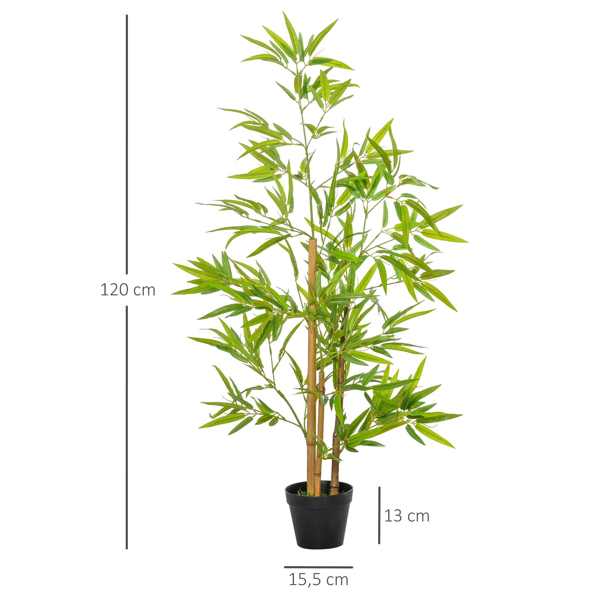 Kunstpflanze Künstliche Bambus Bambus, Outsunny, Höhe 120 cm, Künstliche Pflanze im Topf Kunstbaum Baumdekoration 120cm