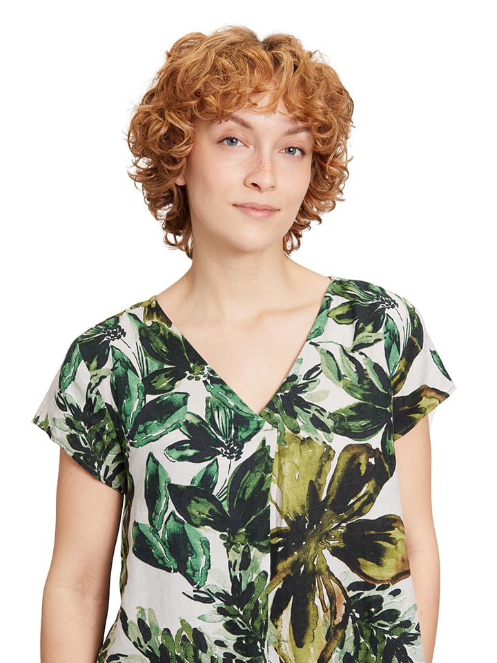 CARTOON Leinen-Bluse in Hellgrün/ Weiß günstig kaufen
