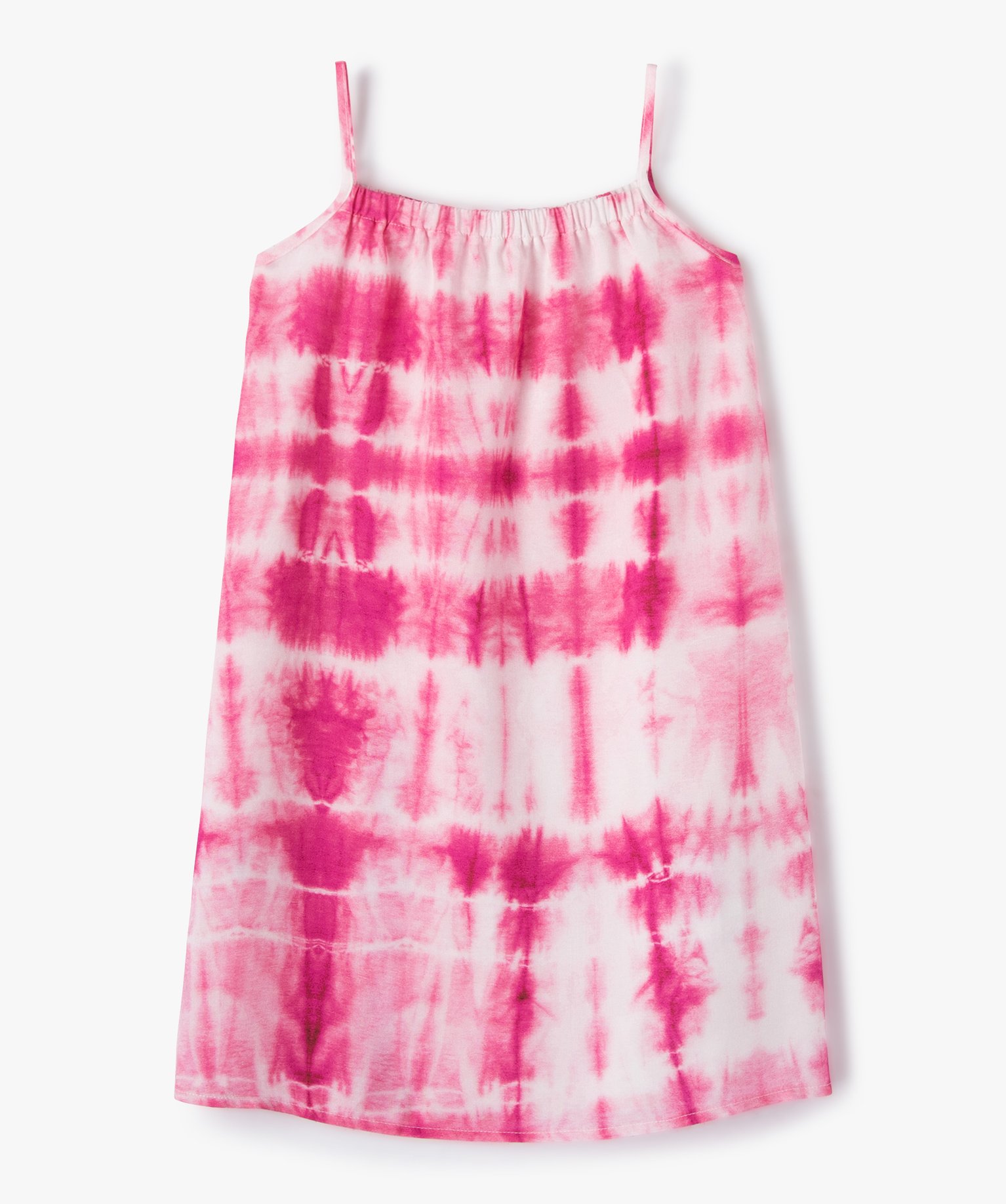 Robe fille à fines bretelles et imprimé tie-and-dye rose | GEMO