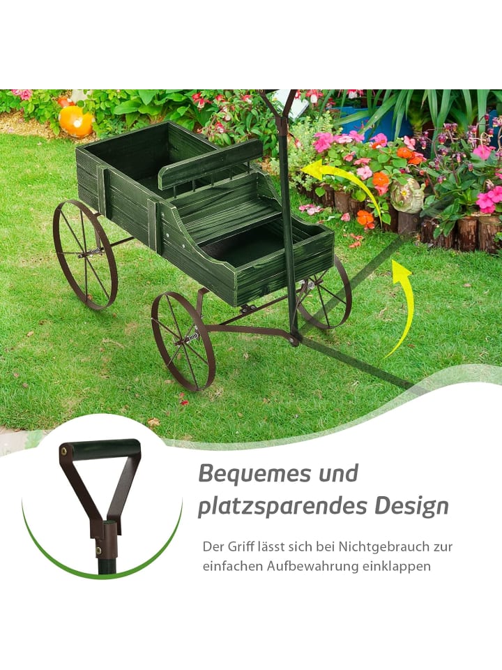 COSTWAY Blumenständer Holzwagen in Grün günstig kaufen onesize