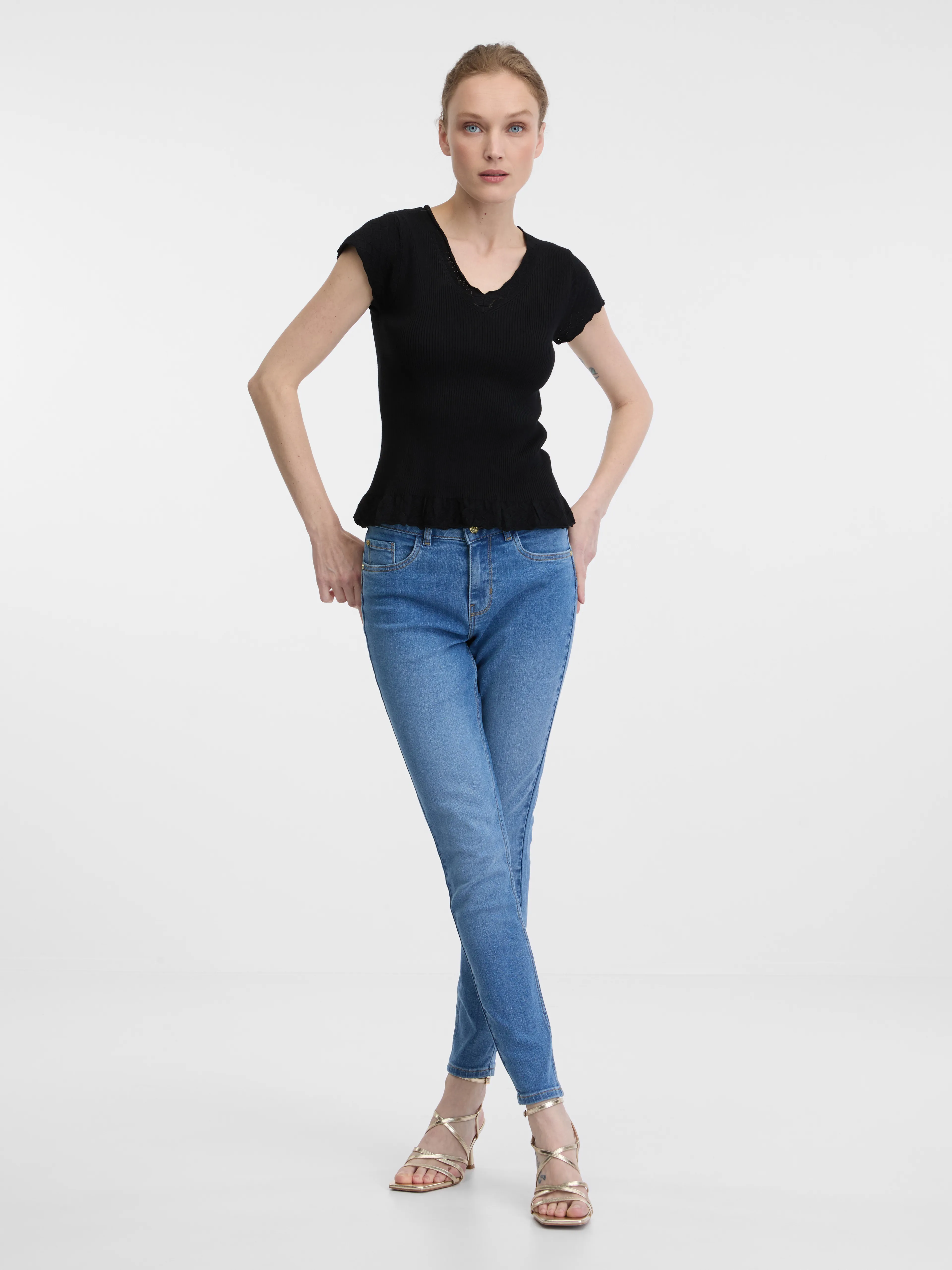 Schwarzes Damen Kurzarm-T-Shirt ORSAY