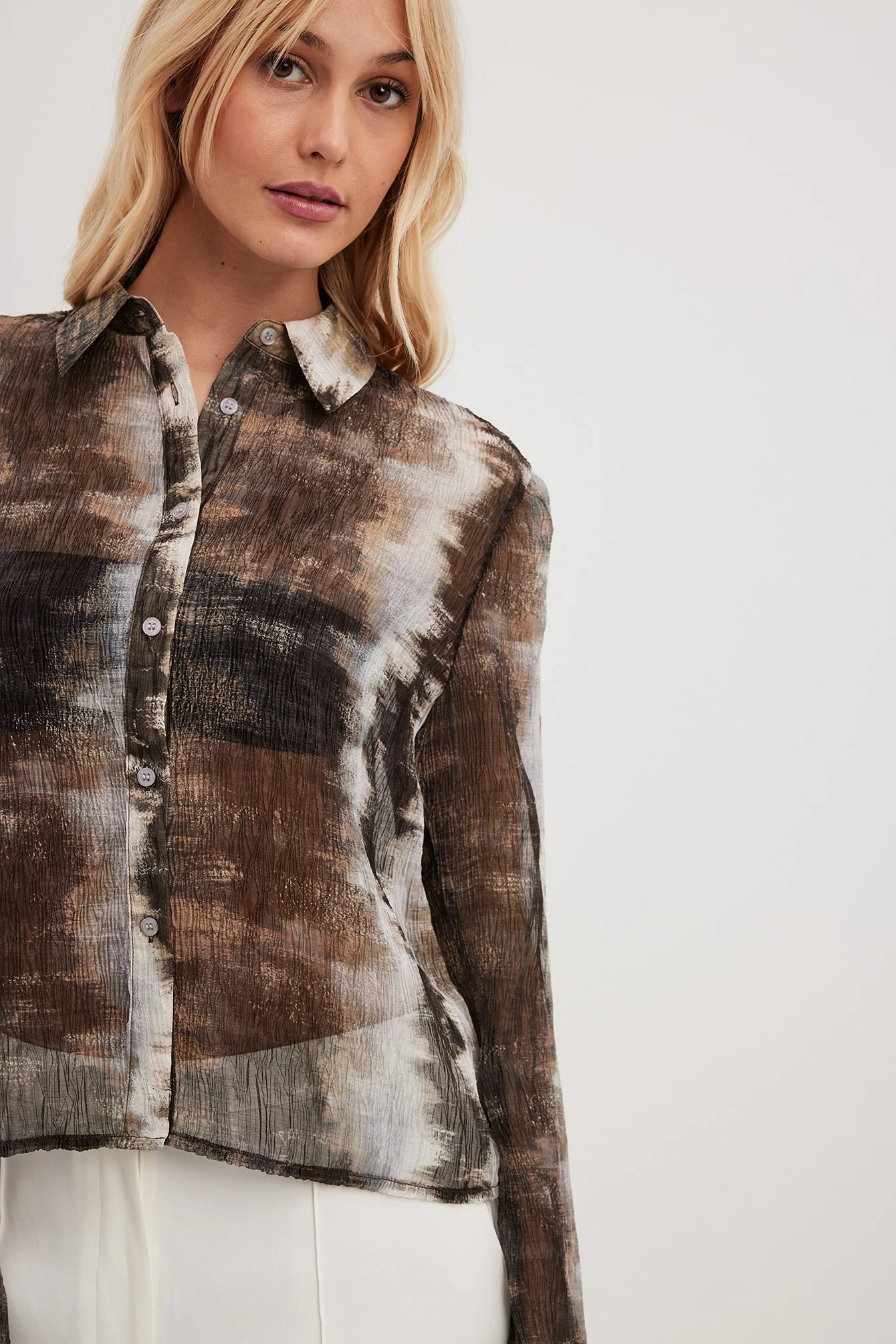 Bedruckte strukturierte Hemdbluse