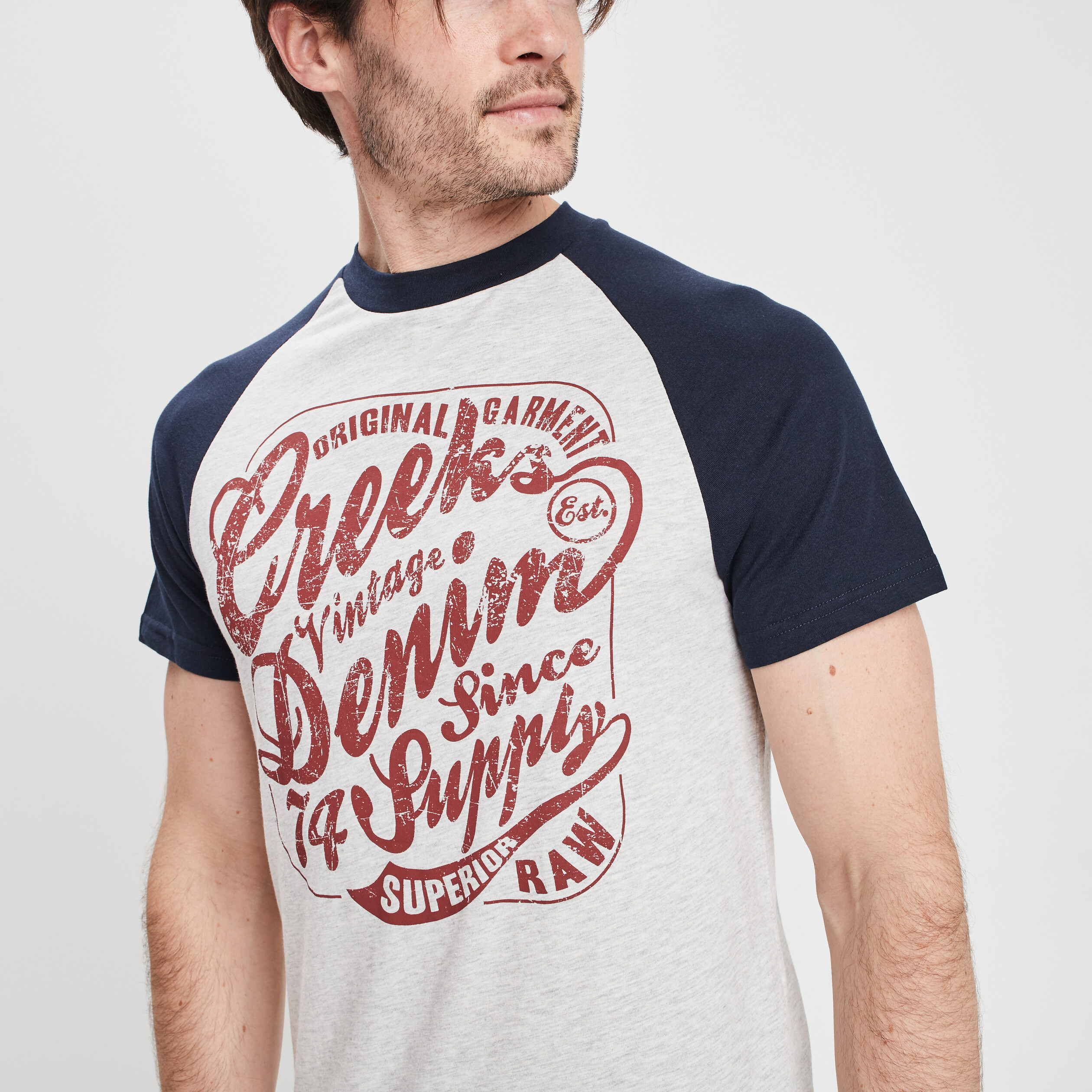 T-shirt manches courtes Creeks ivoire homme | La Halle