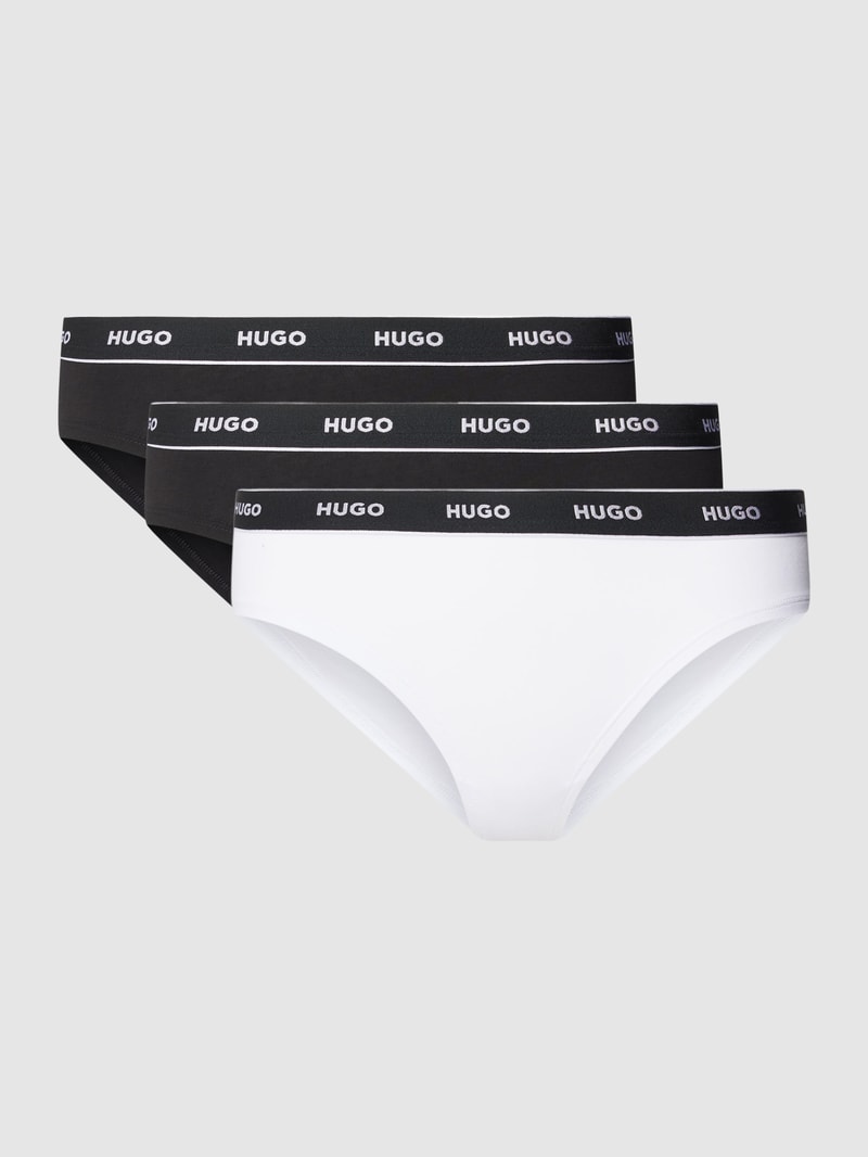 Slip mit Label-Print im 3er-Pack in schwarz