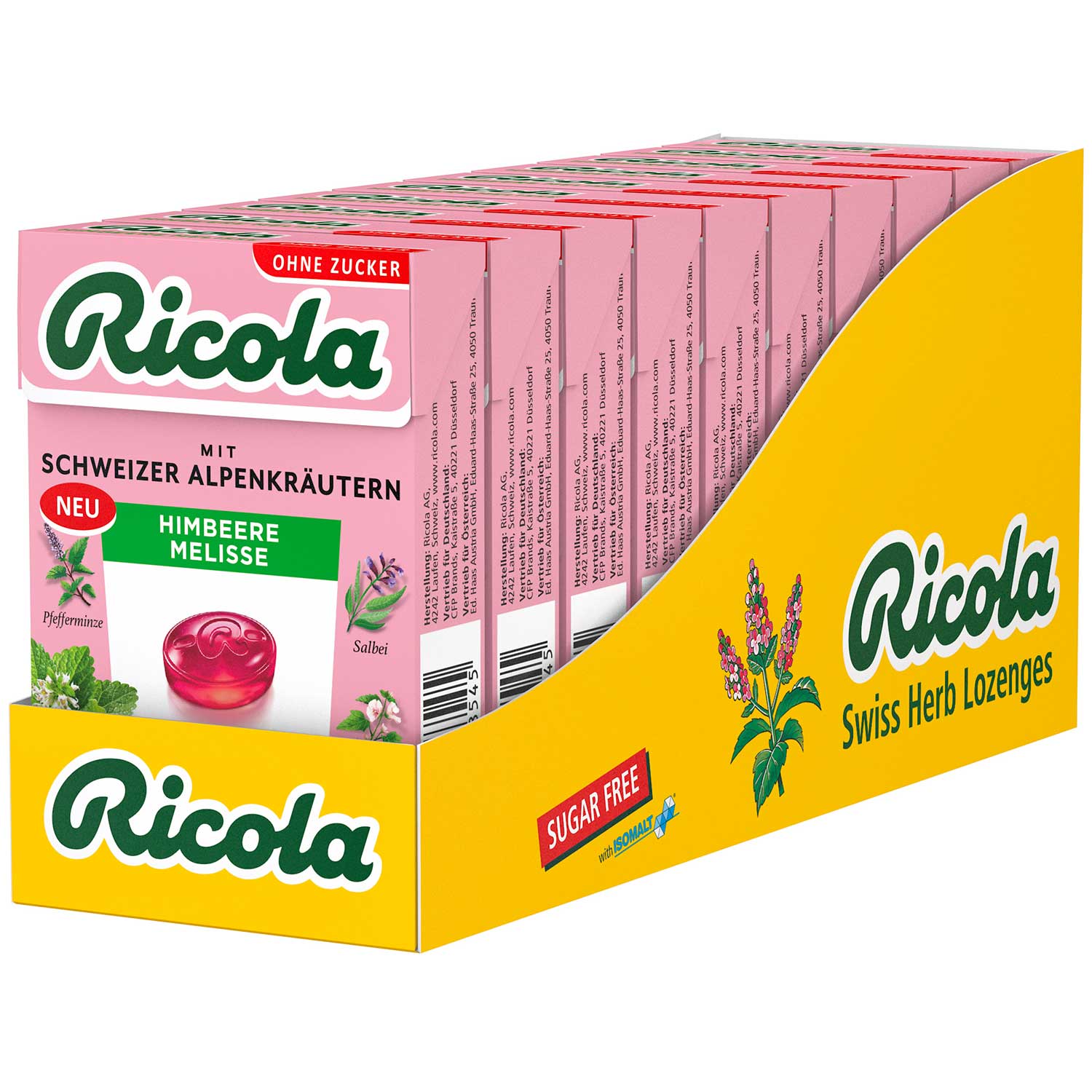 Ricola Himbeere Melisse ohne Zucker 50g