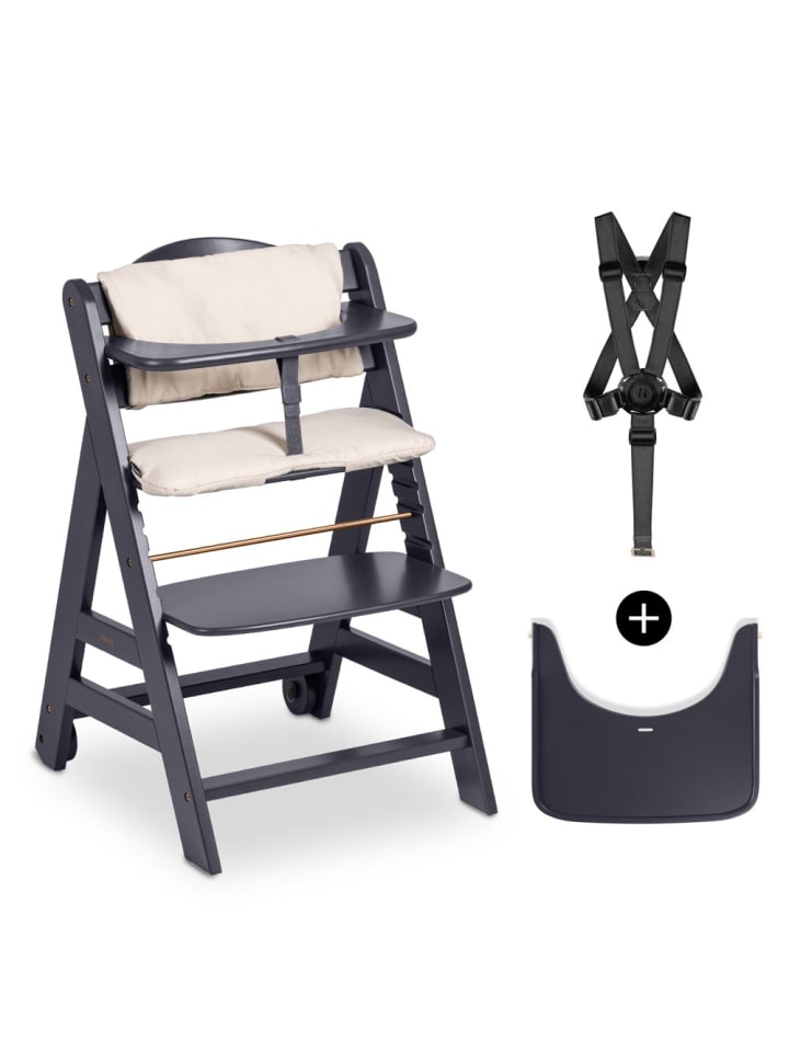 Hauck Hochstuhl Beta Plus inkl. Essbrett, Sitzkissen und in grau,beige günstig kaufen onesize