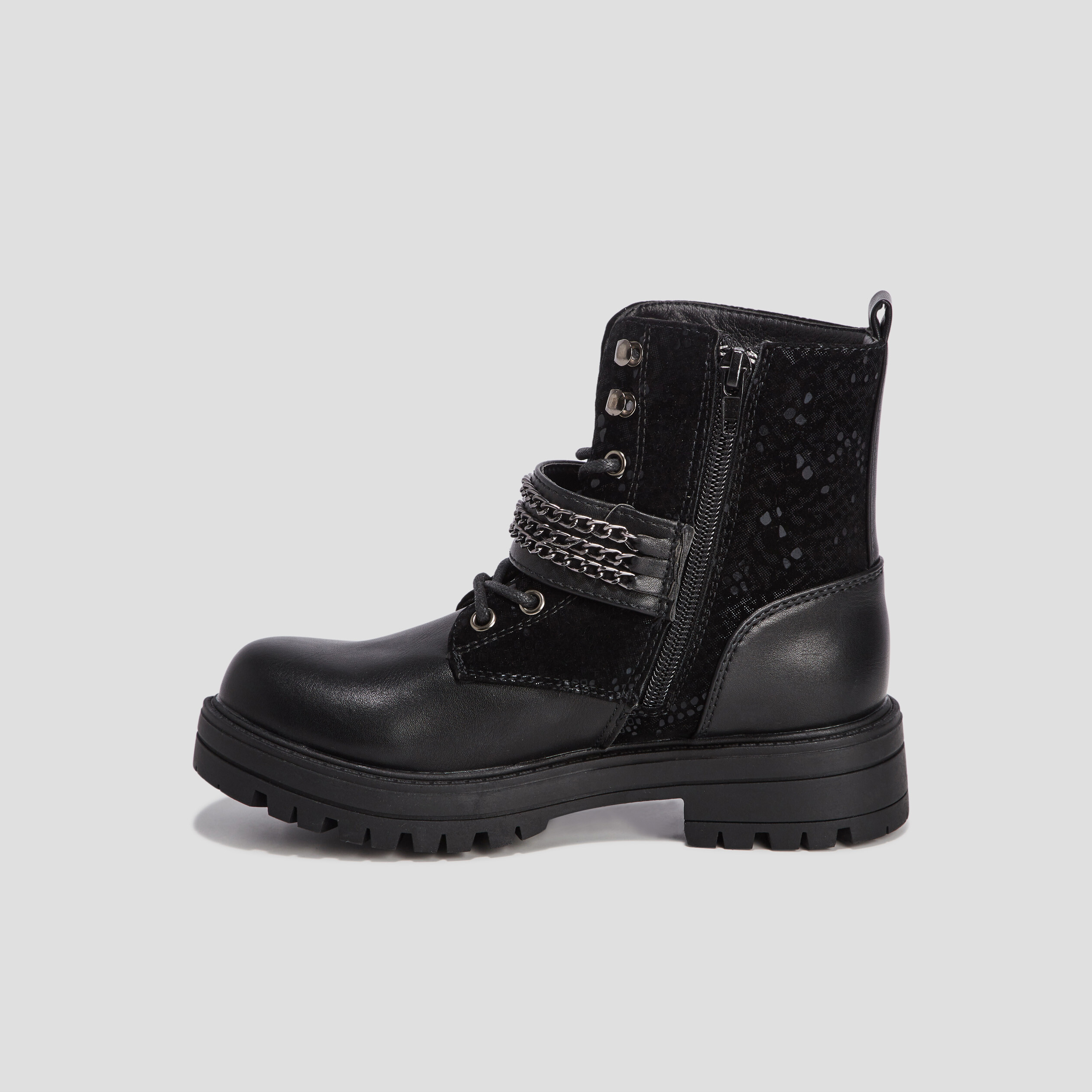 Bottines avec chaînes noir fille | La Halle