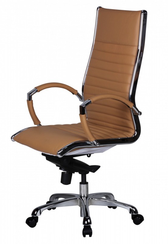 Amstyle Chefsessel Leder caramel - Bürostuhl 5-Punkt Multiblock-Mechanik
