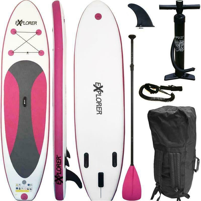 EXPLORER Inflatable SUP-Board Explorer SUP 300 pink, (Set, mit Paddel, Pumpe und Transportrucksack)