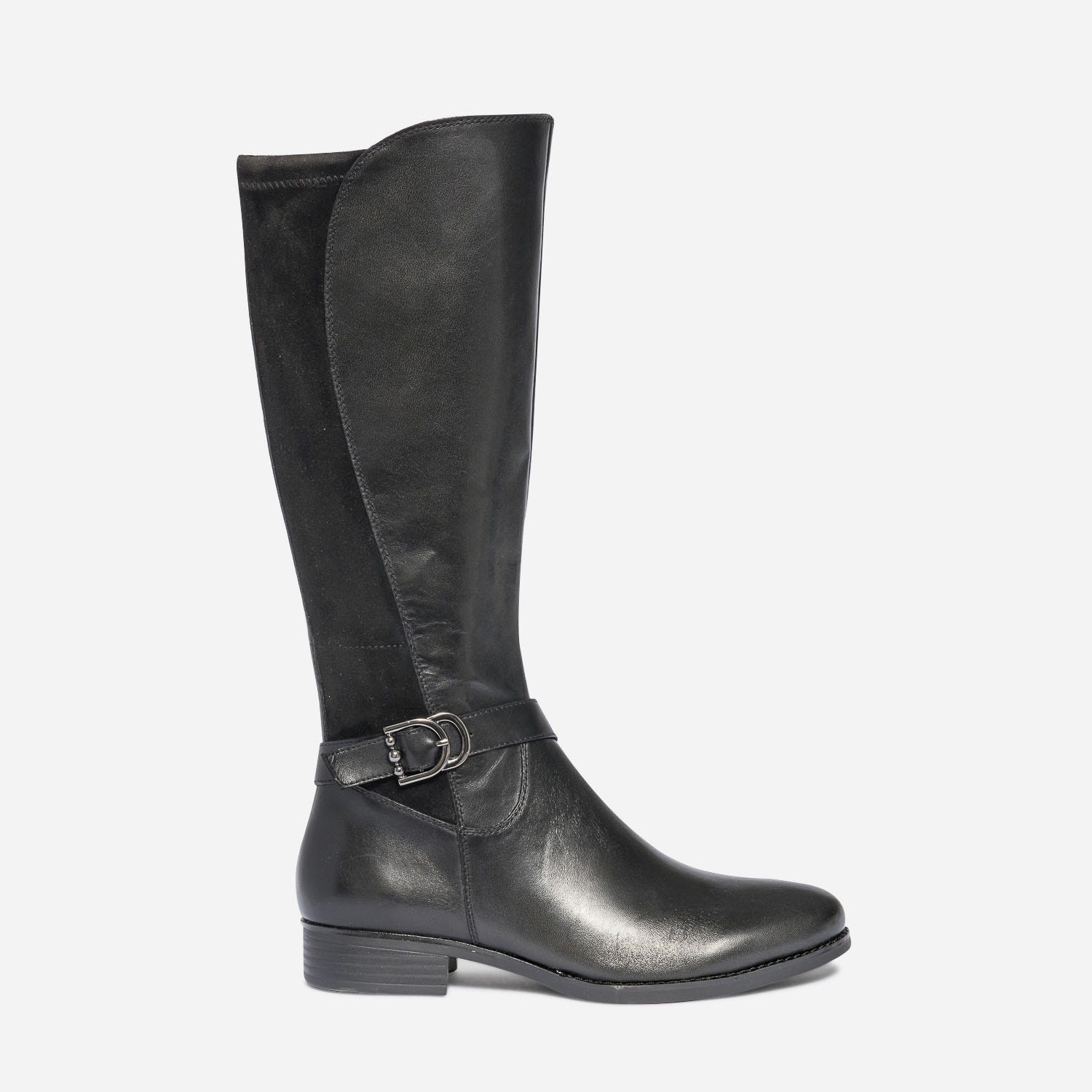 Botte plate CAPRICE noire en cuir