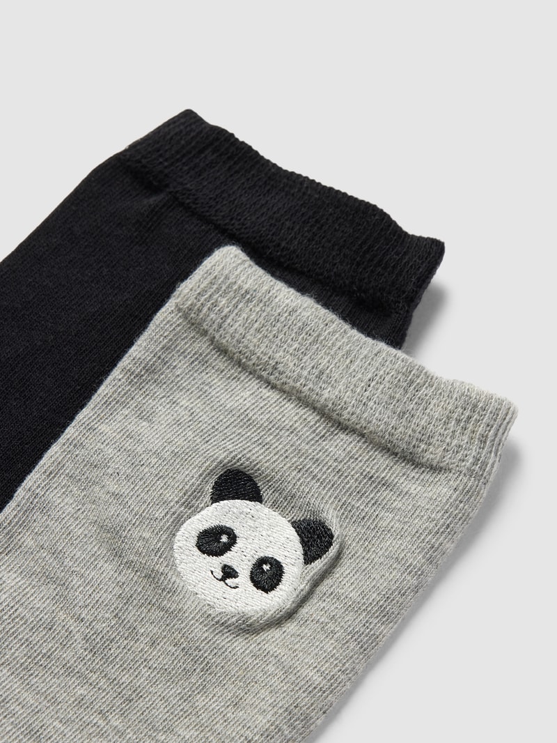 Socken mit Motiv-Stitching im 2er-Pack in schwarz
