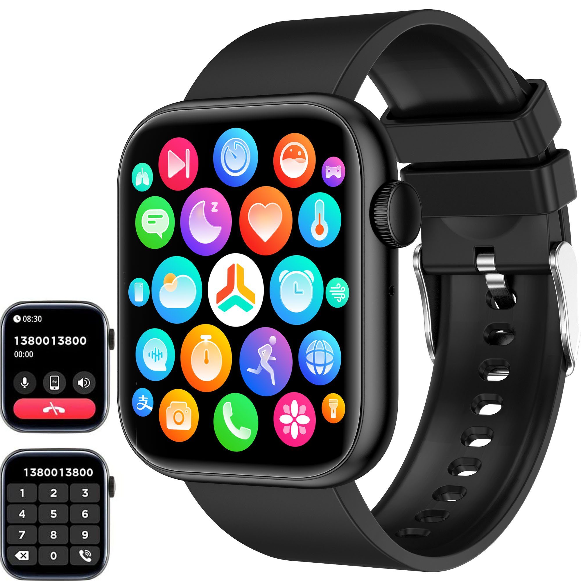 Mutoy Smartwatch Fitness Tracker Damen Herren mit Telefonfunktion Smartwatch (1.85