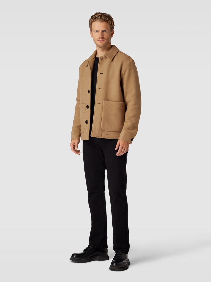 Jacke aus Schurwoll-Mix mit Knopfleiste in beige