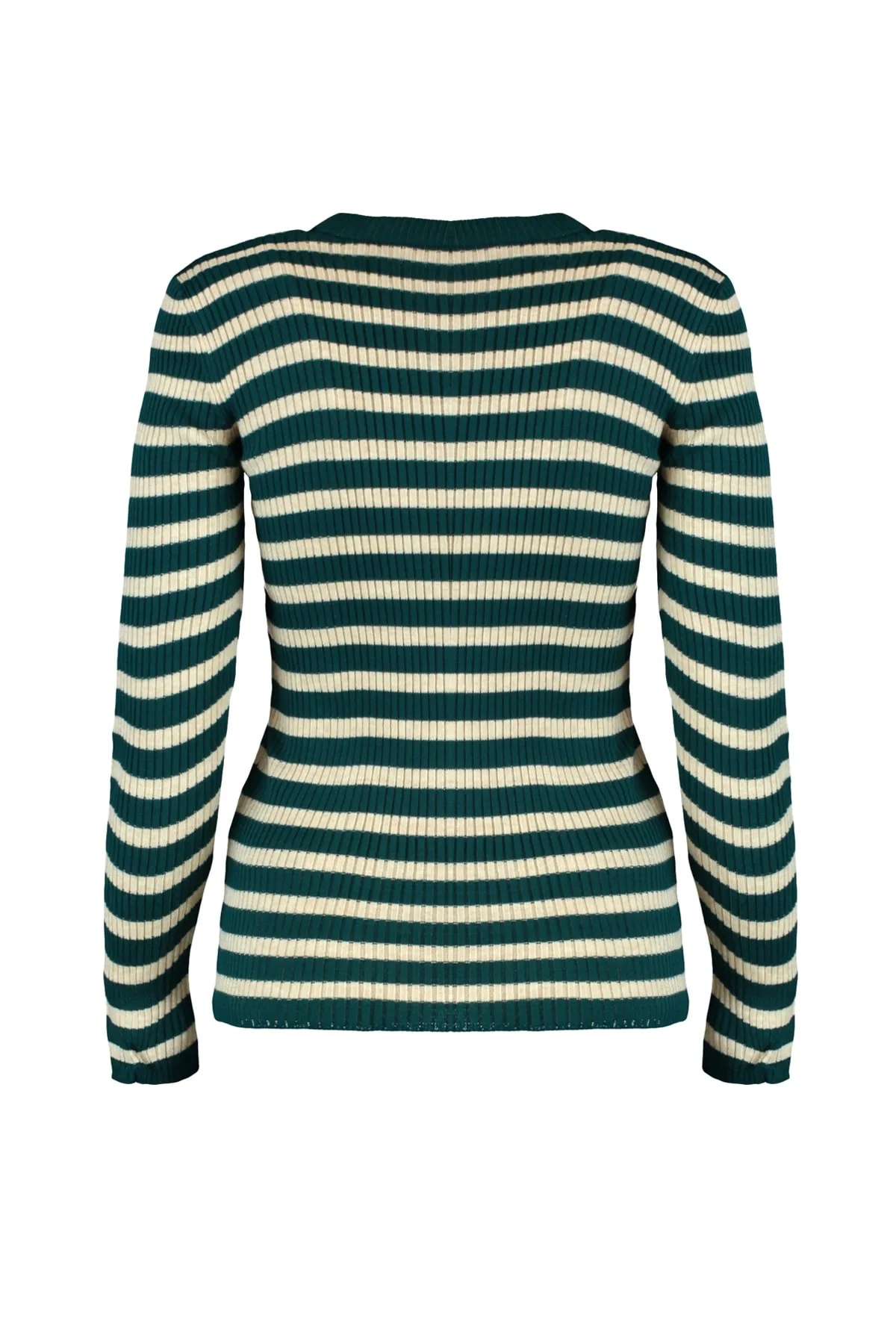 Trendyol Collection  Grüner Basic Strickpullover mit Streifen TWOAW21KZ0942