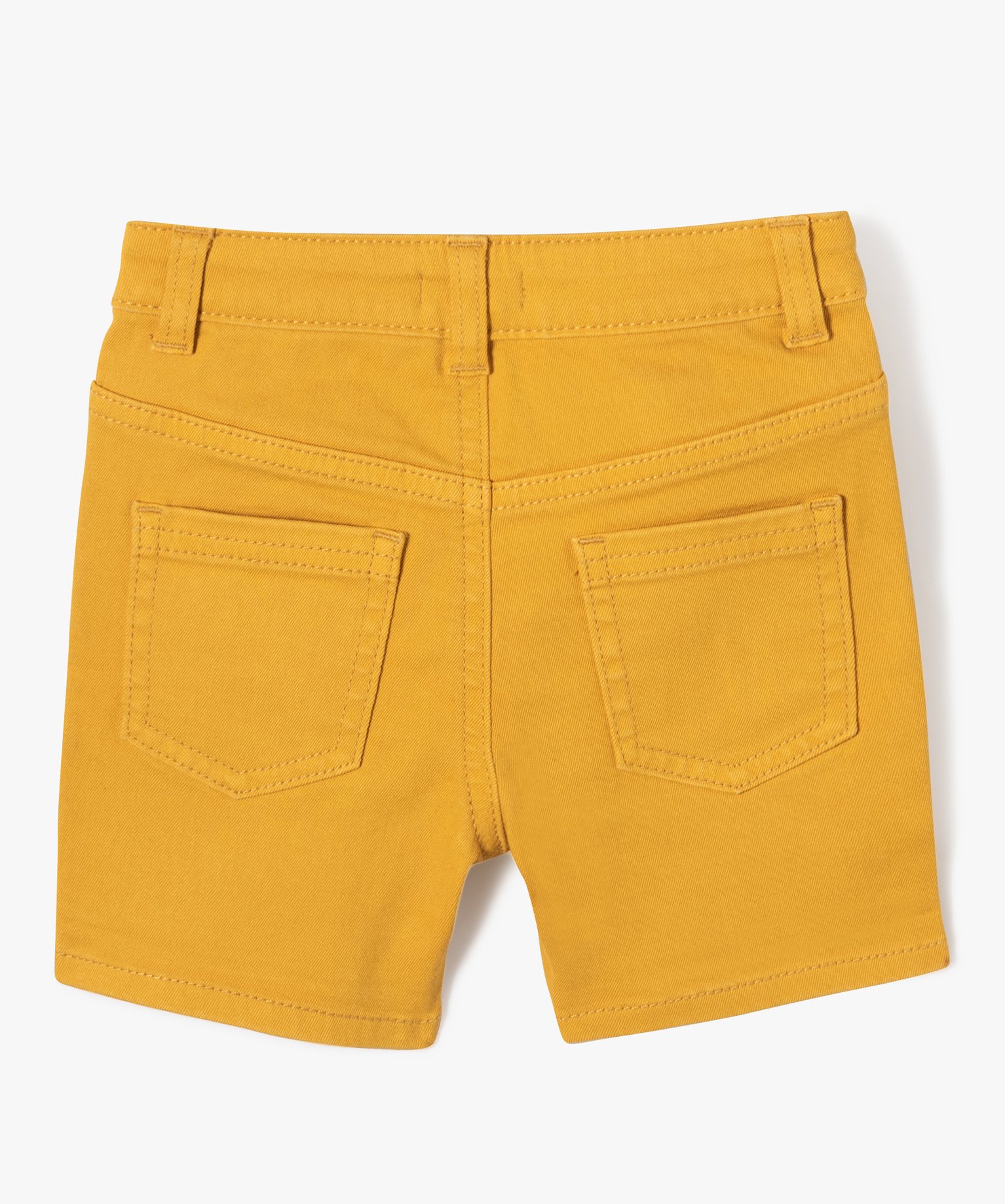 Short bébé Garçon slim en toile extensible unie jaune | GEMO