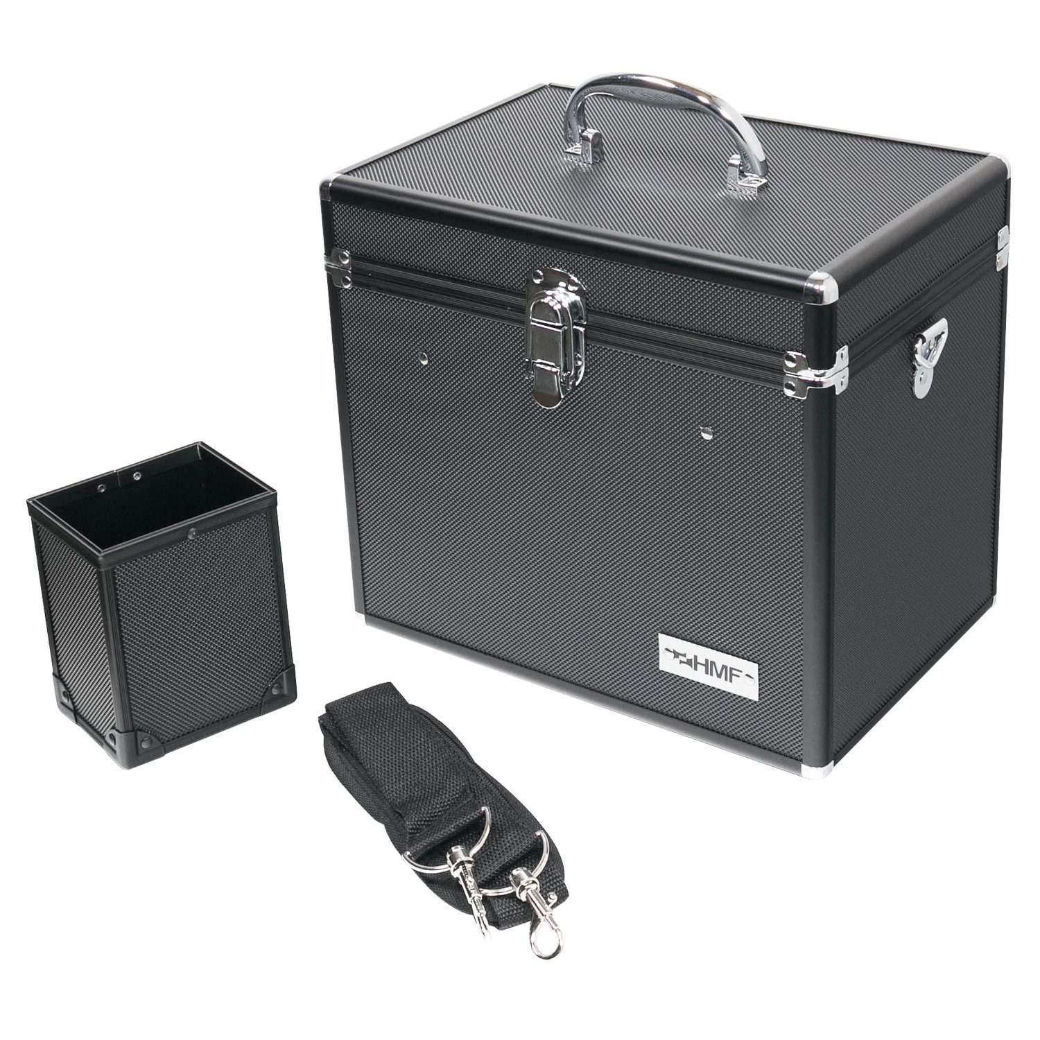 HMF Kosmetikkoffer Beauty Case (4-tlg), Schminkkoffer mit Spiegel, Alu, 29 x 25,5 x 20