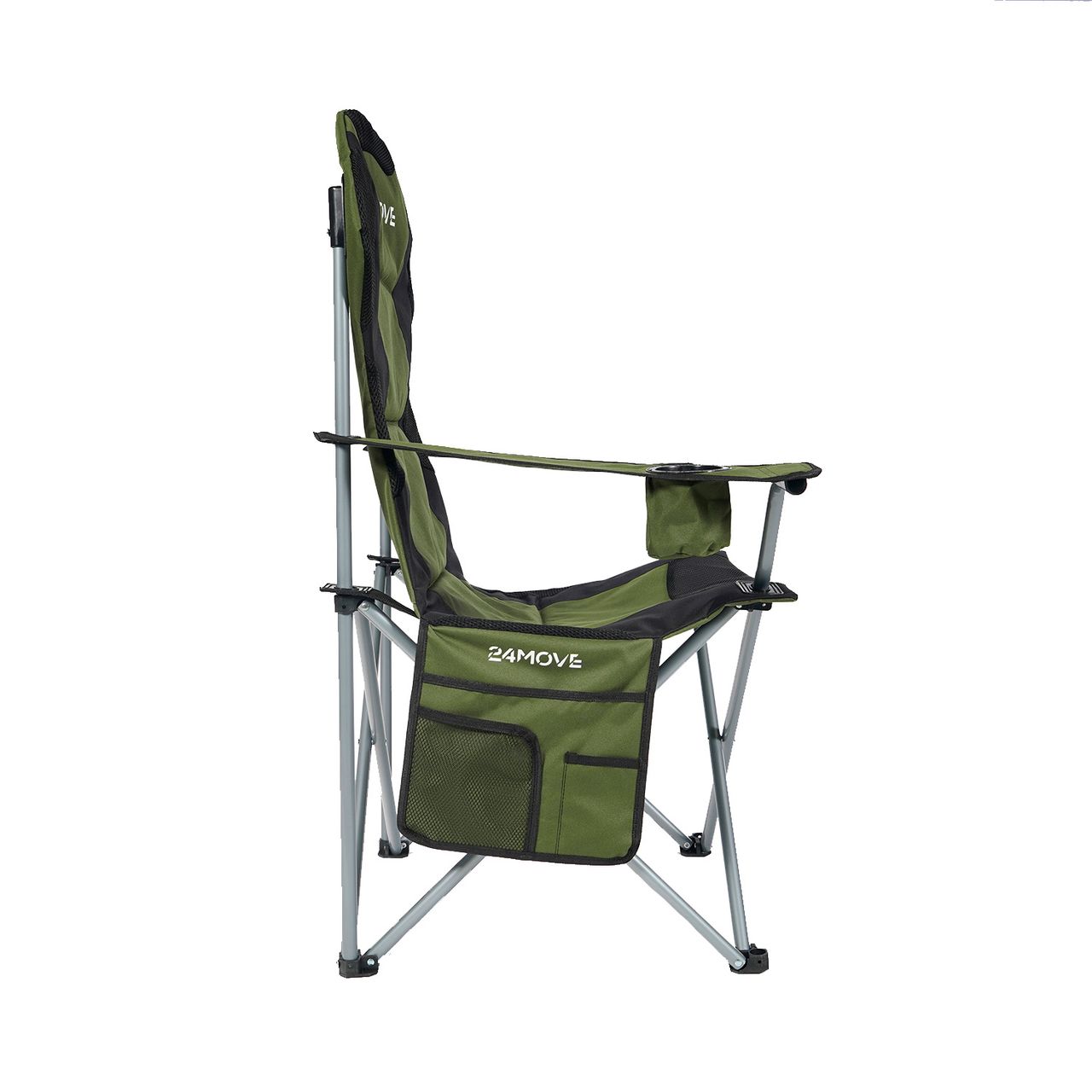 TroniTechnik 24MOVE® Campingstuhl Salvador faltbar Klappstuhl gepolstert mit Tragetasche,150kg belastbar,grün