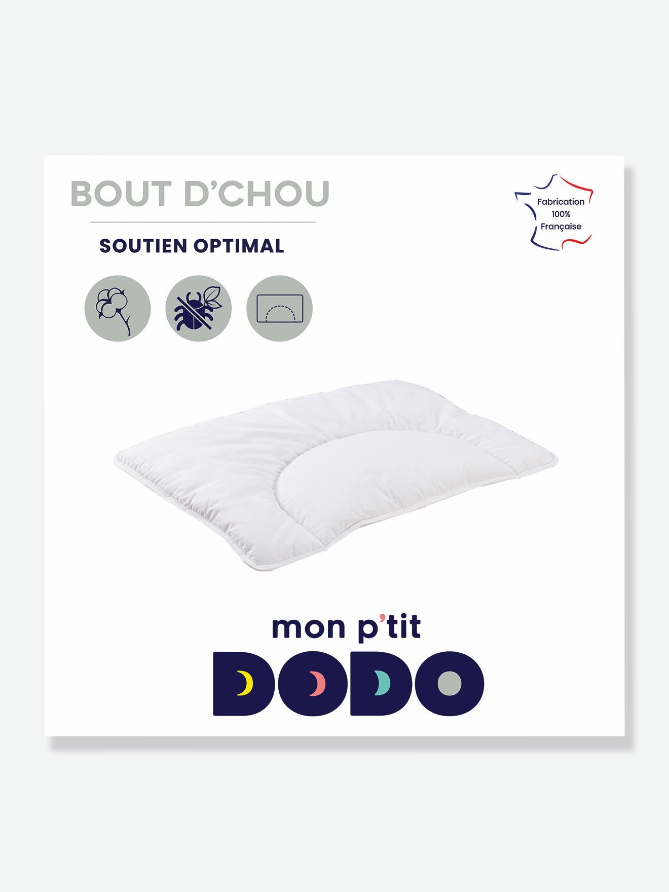 Dodo Leichtes Kinder Kopfkissen BOUT D'CHOU Mon P'tit DODO, Milbenschutz - weiß