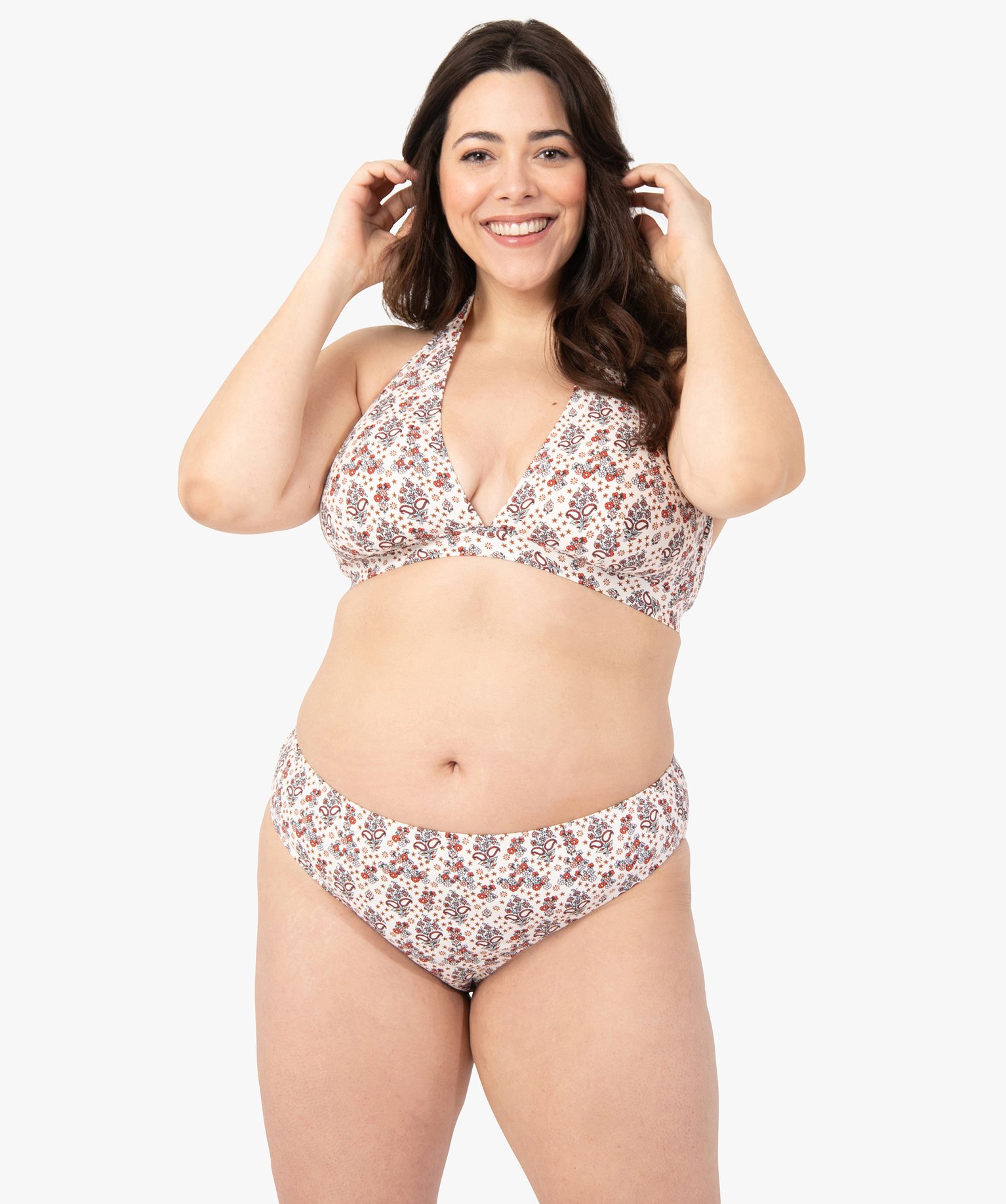 Haut de maillot de bain femme grande taille triangle foulard imprime | GEMO