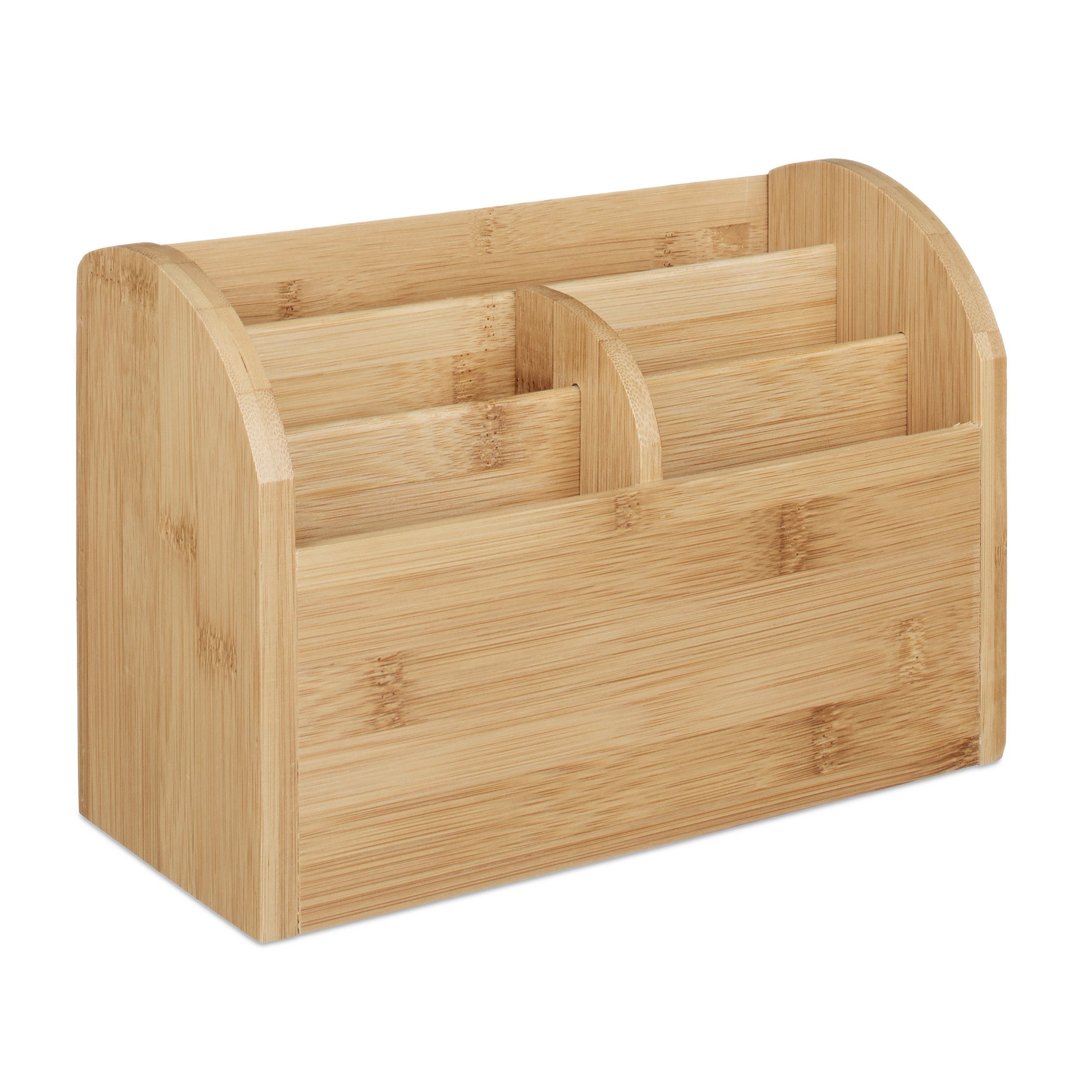 relaxdays Schreibtischaufsatz Schreibtisch-Organizer Bambus
