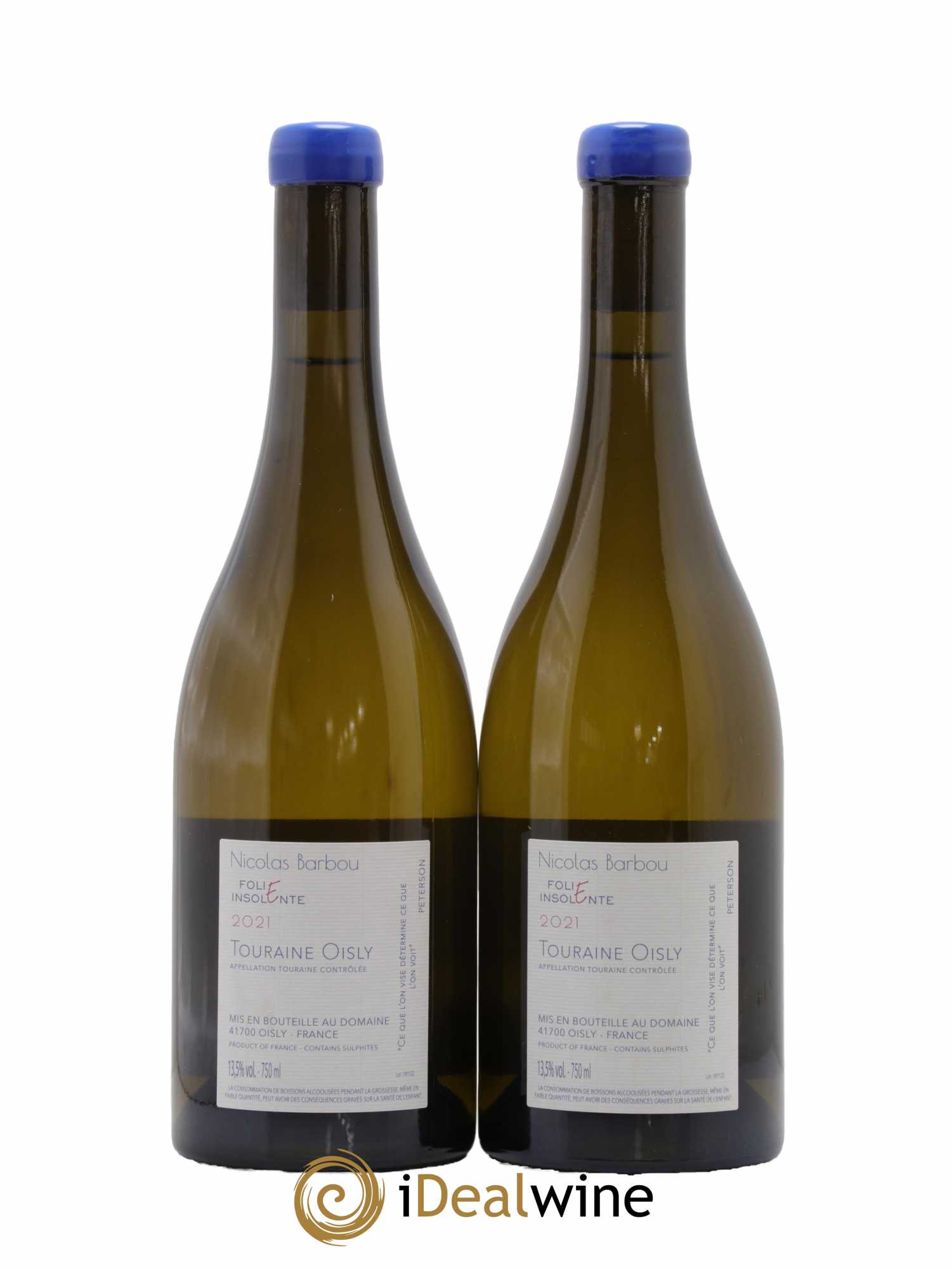 Touraine-Oisly Folie Insolente Nicolas Barbou  2021 - Lot de 2 Bouteilles