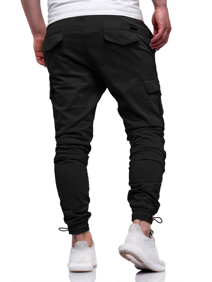 DAILY COTTON Cargohose - mit elastischem Bund Jogger-Hose Jeanshose Stoffhose in Schwarz günstig kaufen